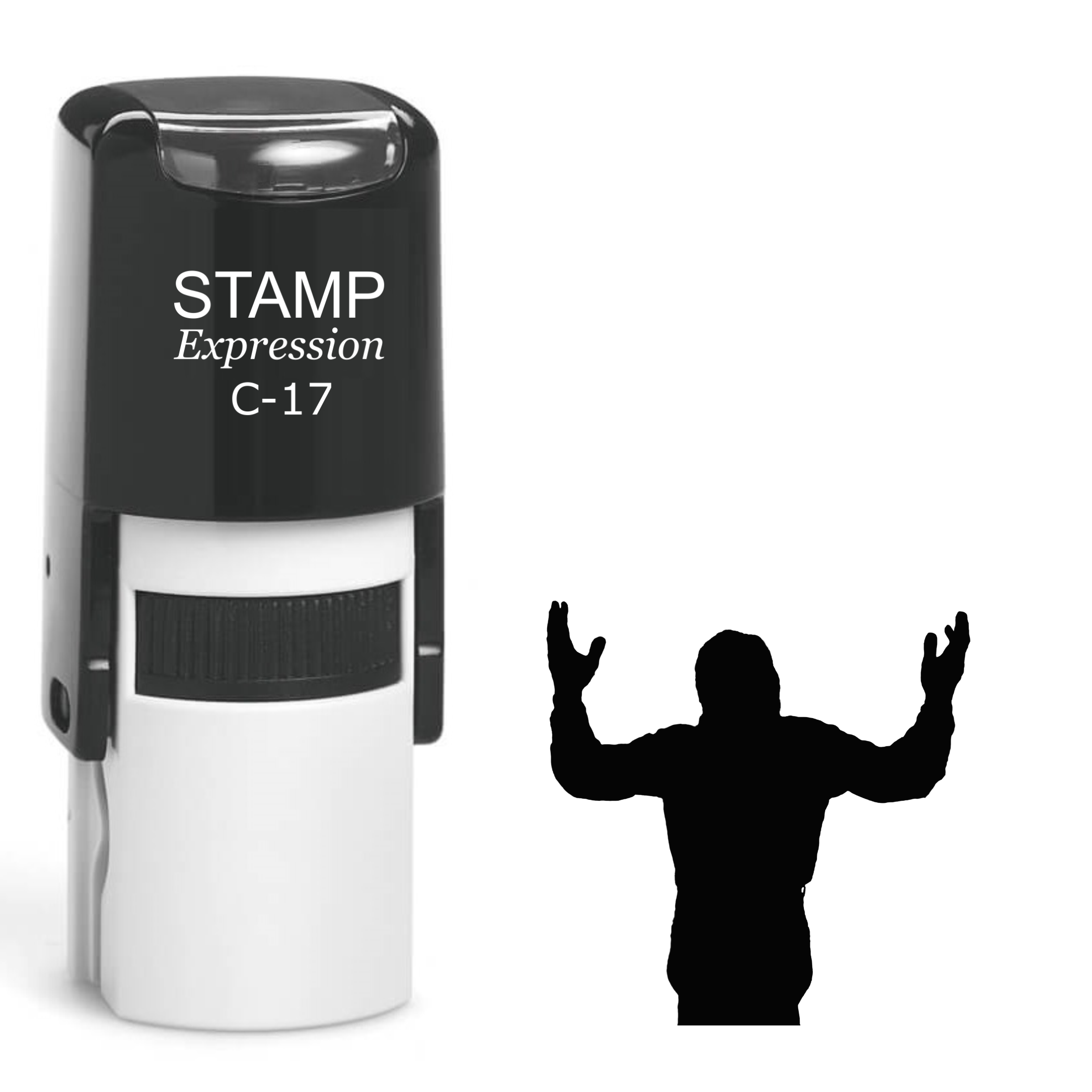 Man With Hands Up Self Inking Rubber Stamp (SH-61621)