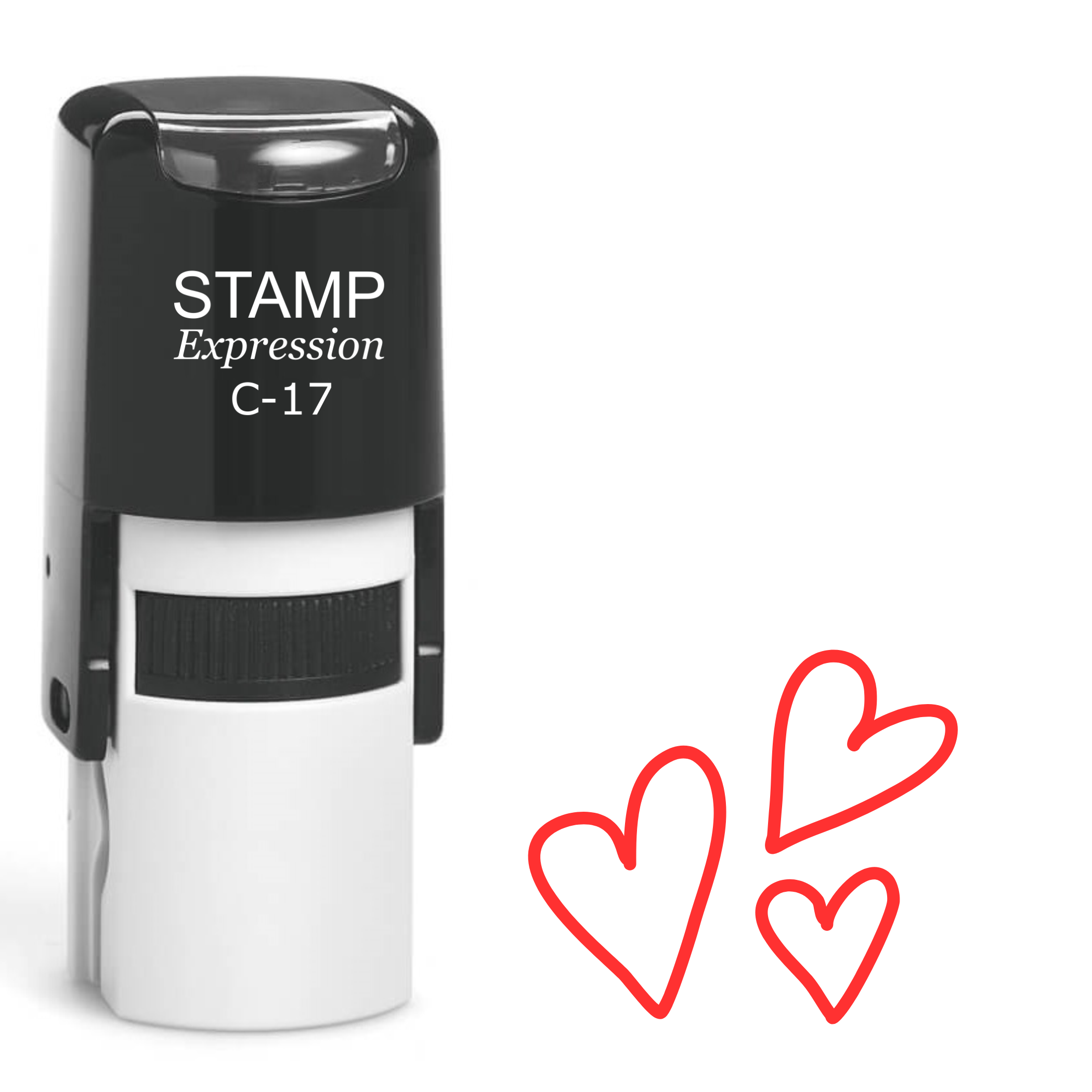 Three Red Hearts Self Inking Rubber Stamp (SH-61707)