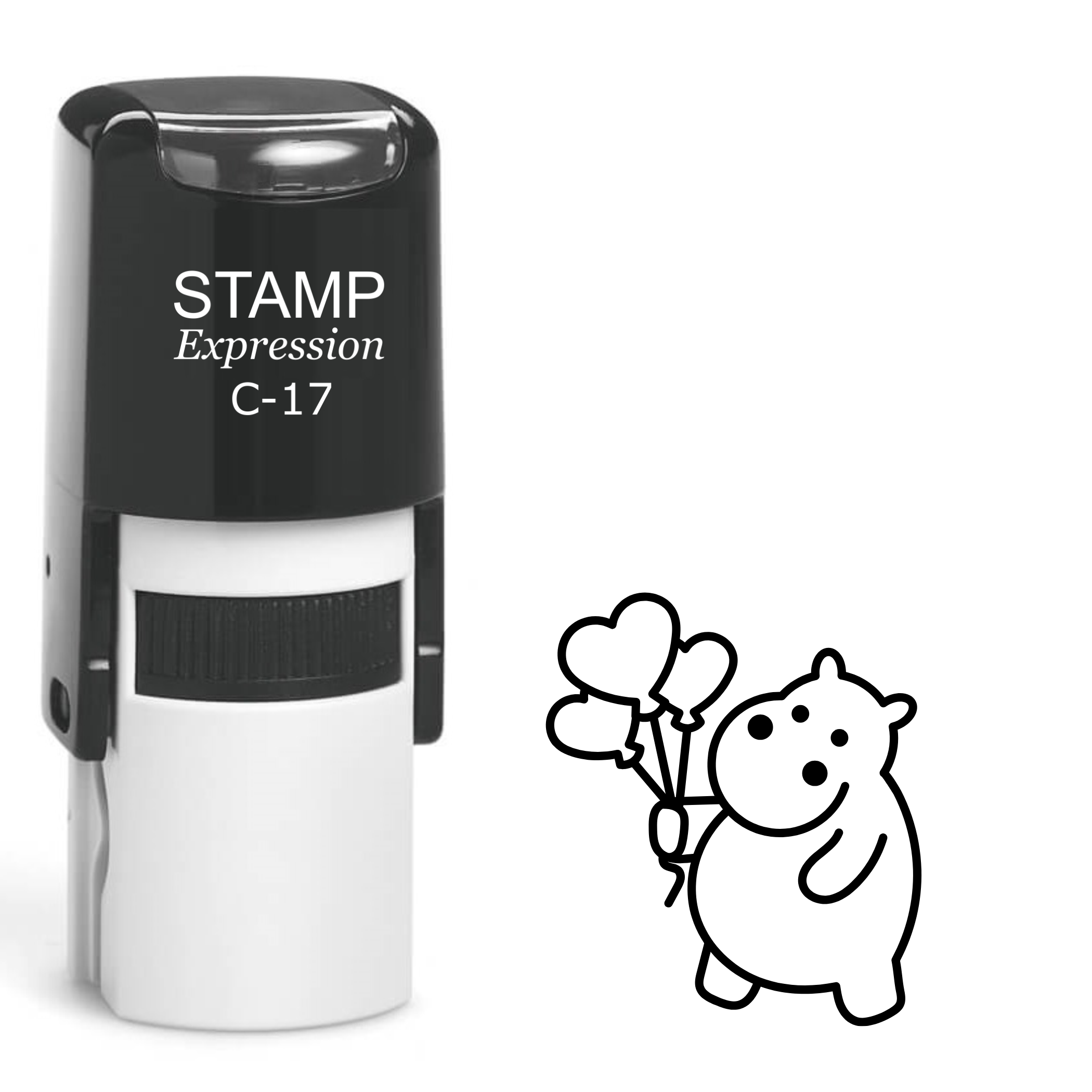 Baby Hippo With Flowers Self Inking Rubber Stamp (SH-61745)