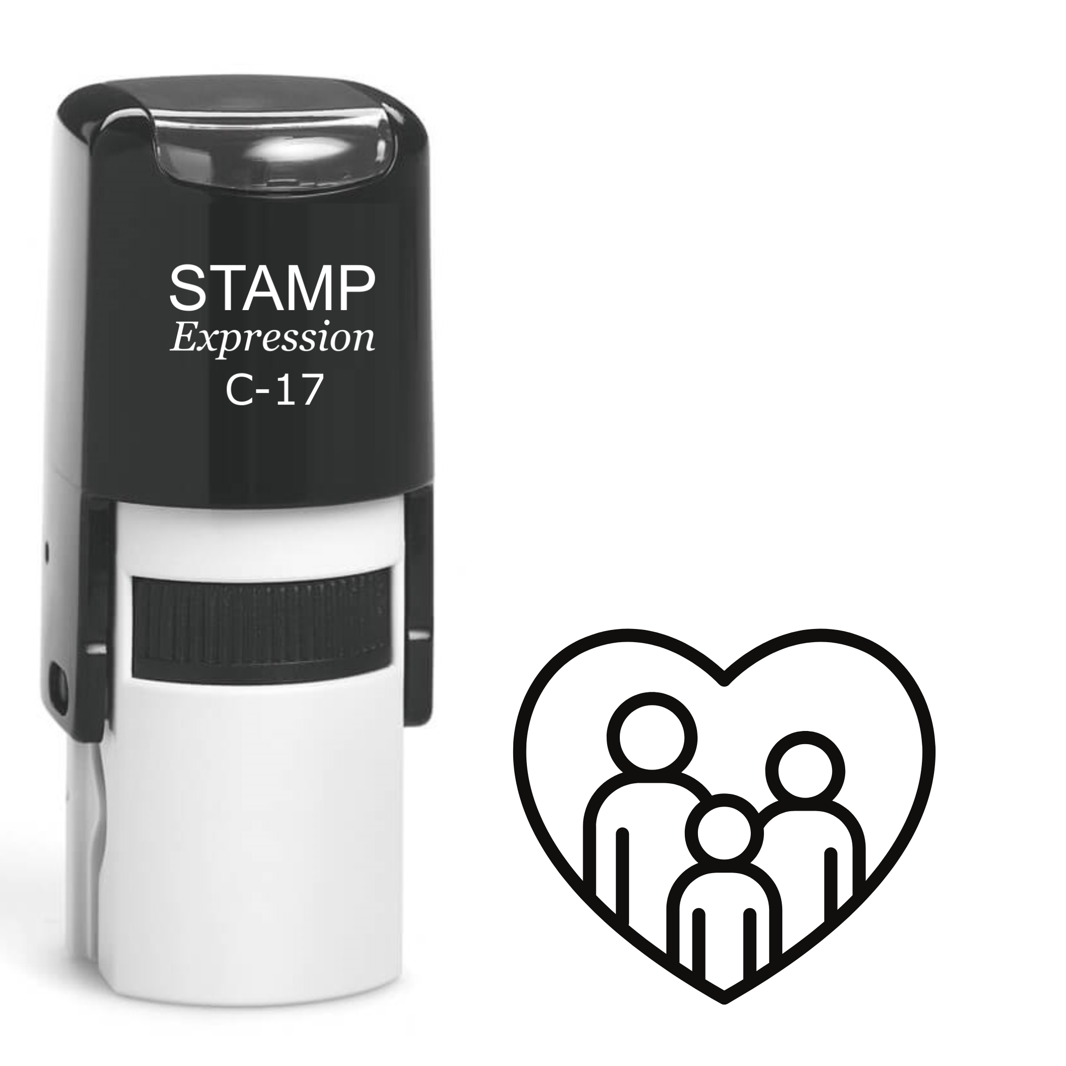 Family Inside Heart Self Inking Rubber Stamp (SH-61884)