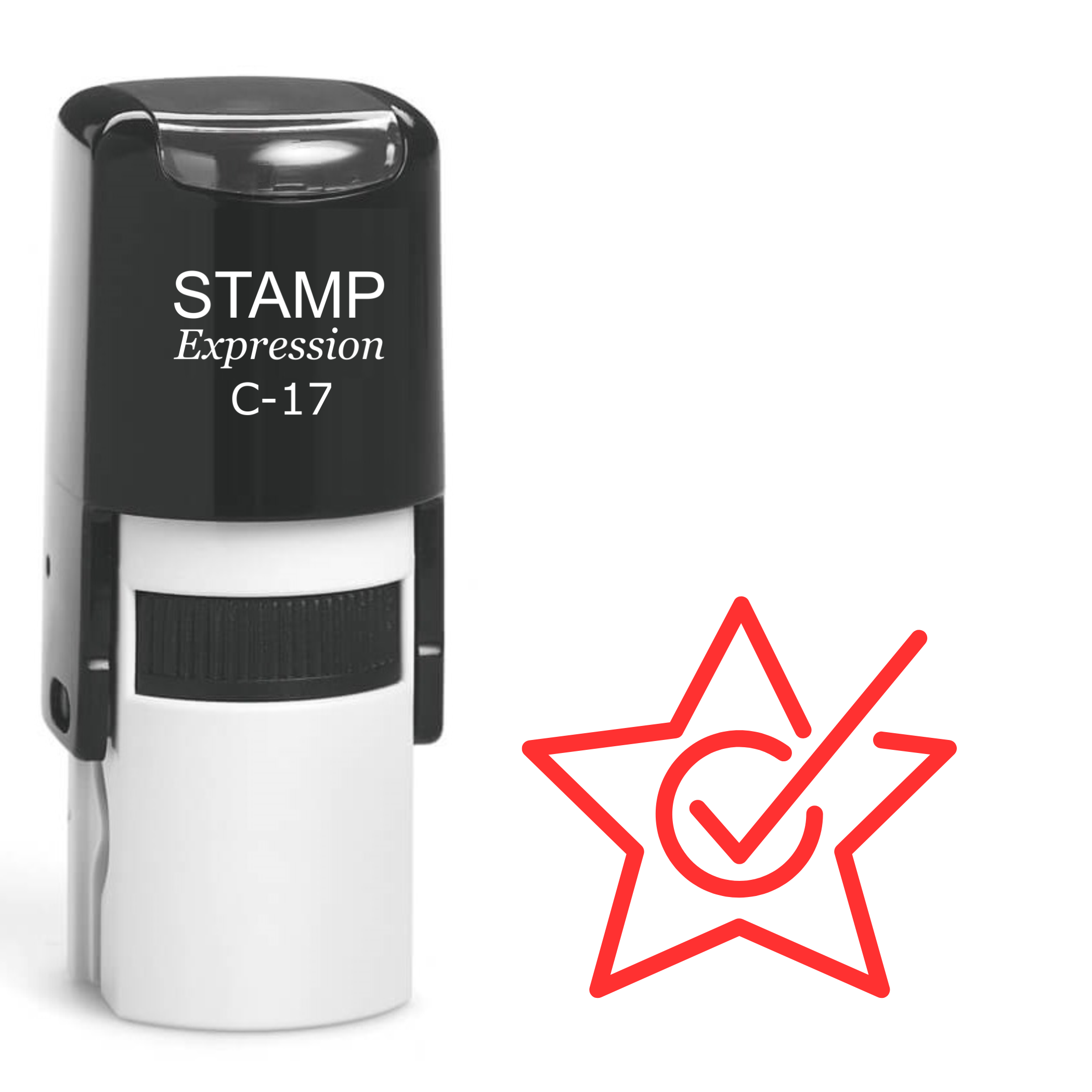 Red Star With Check Mark Self Inking Rubber Stamp (SH-61917)