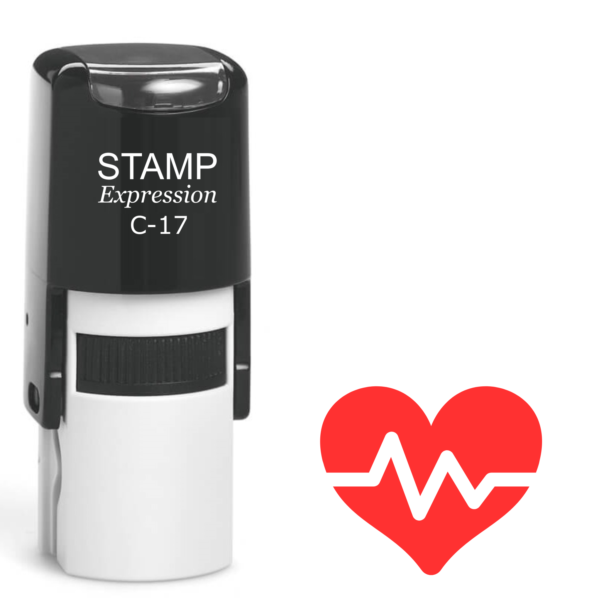 Red Heart EKG Self Inking Rubber Stamp (SH-61927)