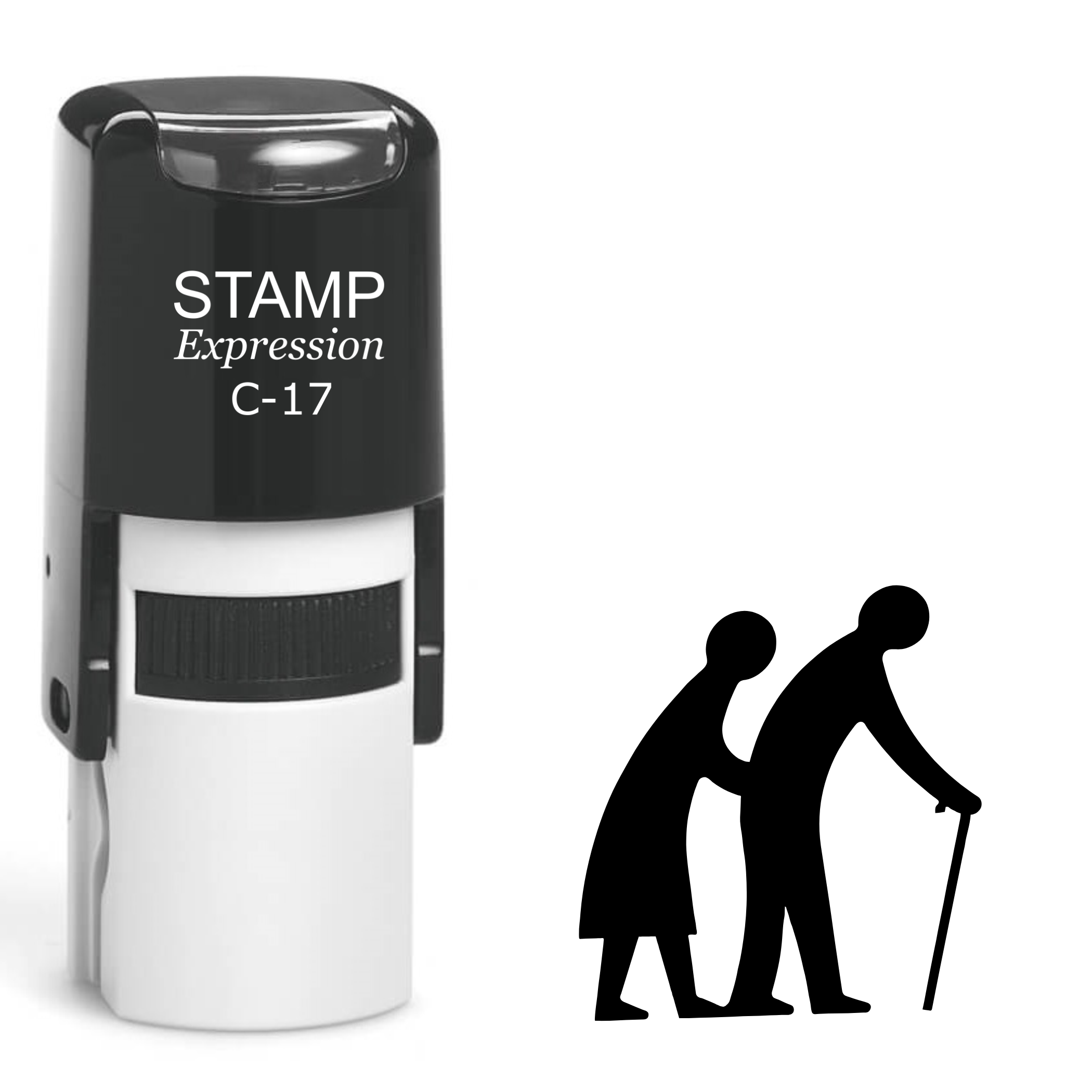 Grandpa with Cane and Grandma Self Inking Rubber Stamp (SH-62064)