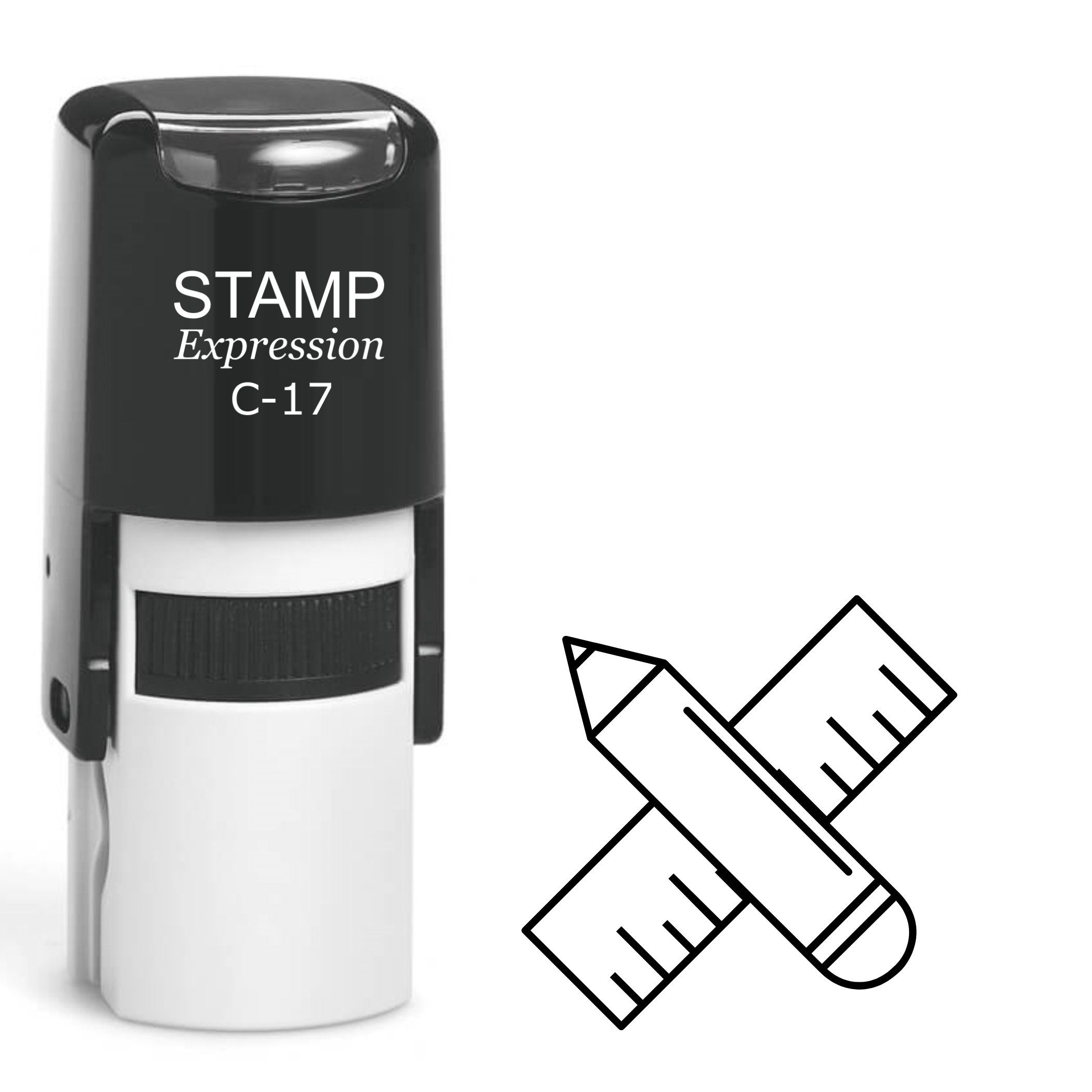 Ruler and Pencil Self Inking Rubber Stamp (SH-62170)