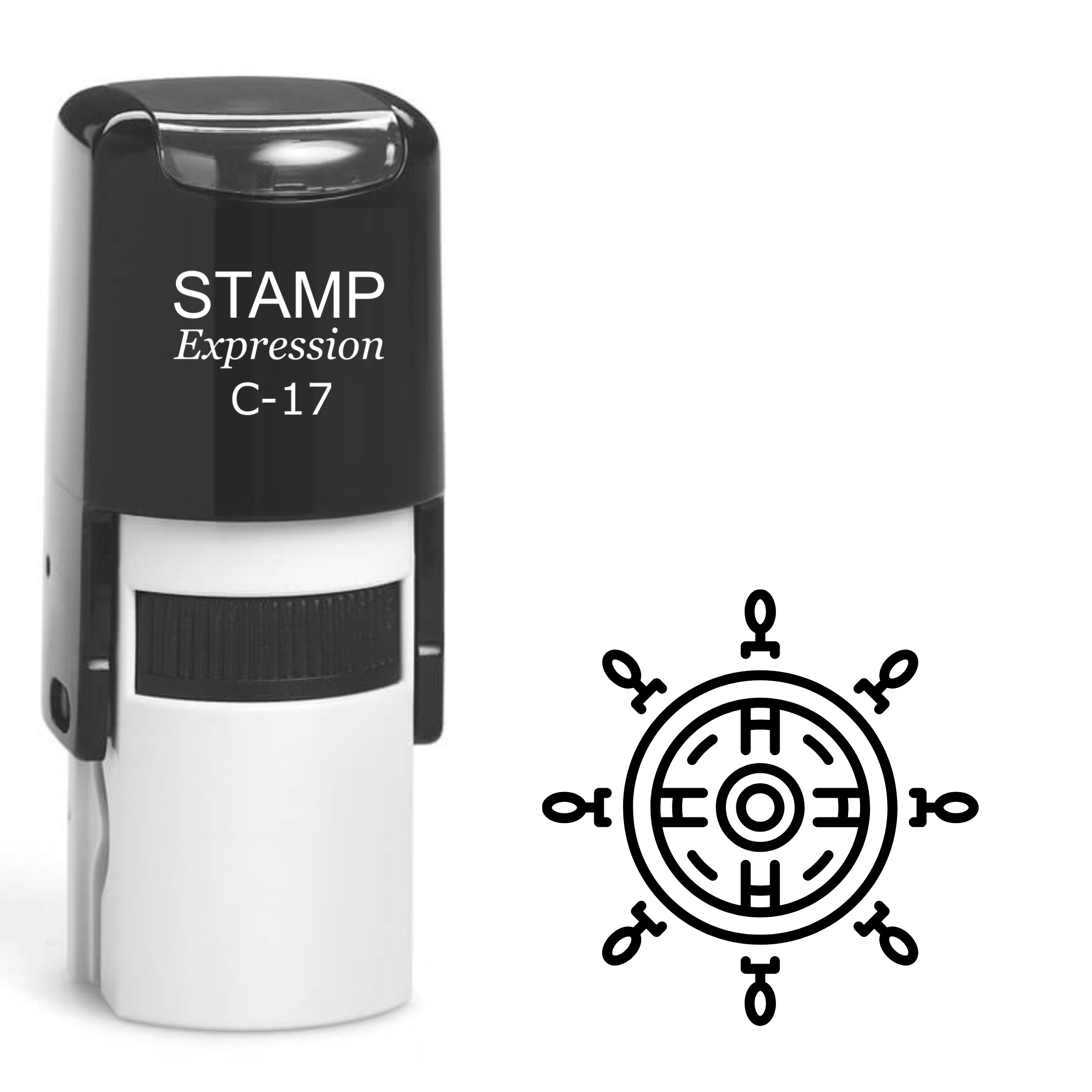 Ship Helm Self Inking Rubber Stamp (SH-62218)