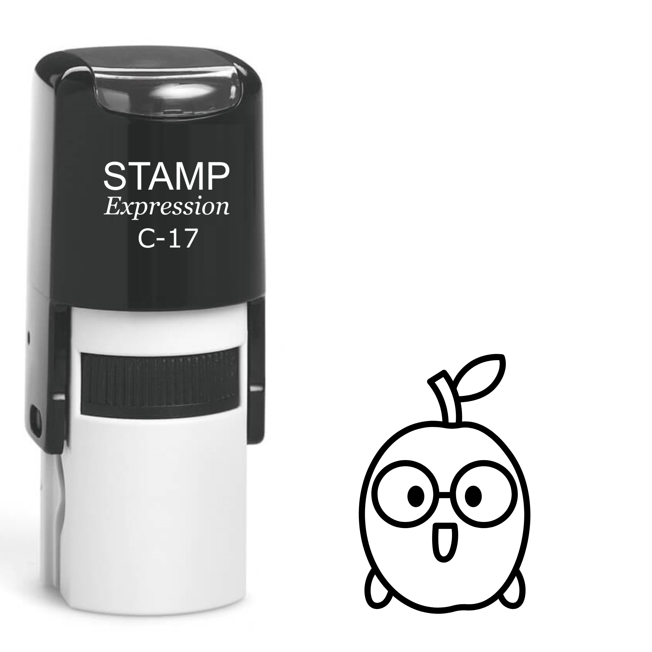 Apple with Glasses Self Inking Rubber Stamp (SH-62275)