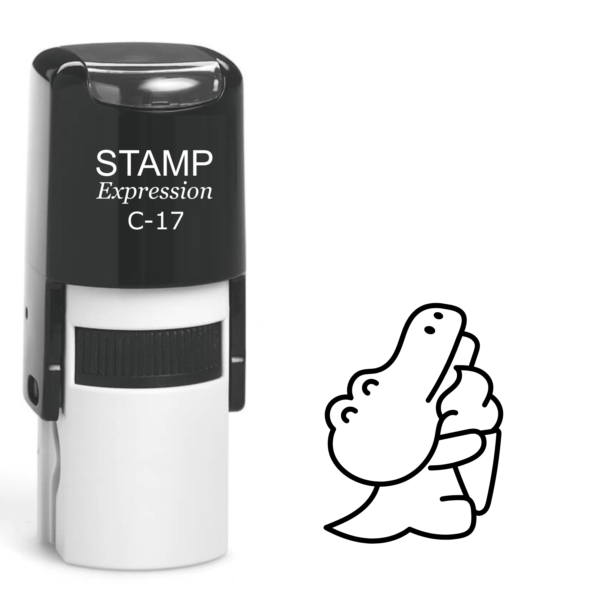 Baby Crocodile Eating Ice Cream Self Inking Rubber Stamp (SH-62369)