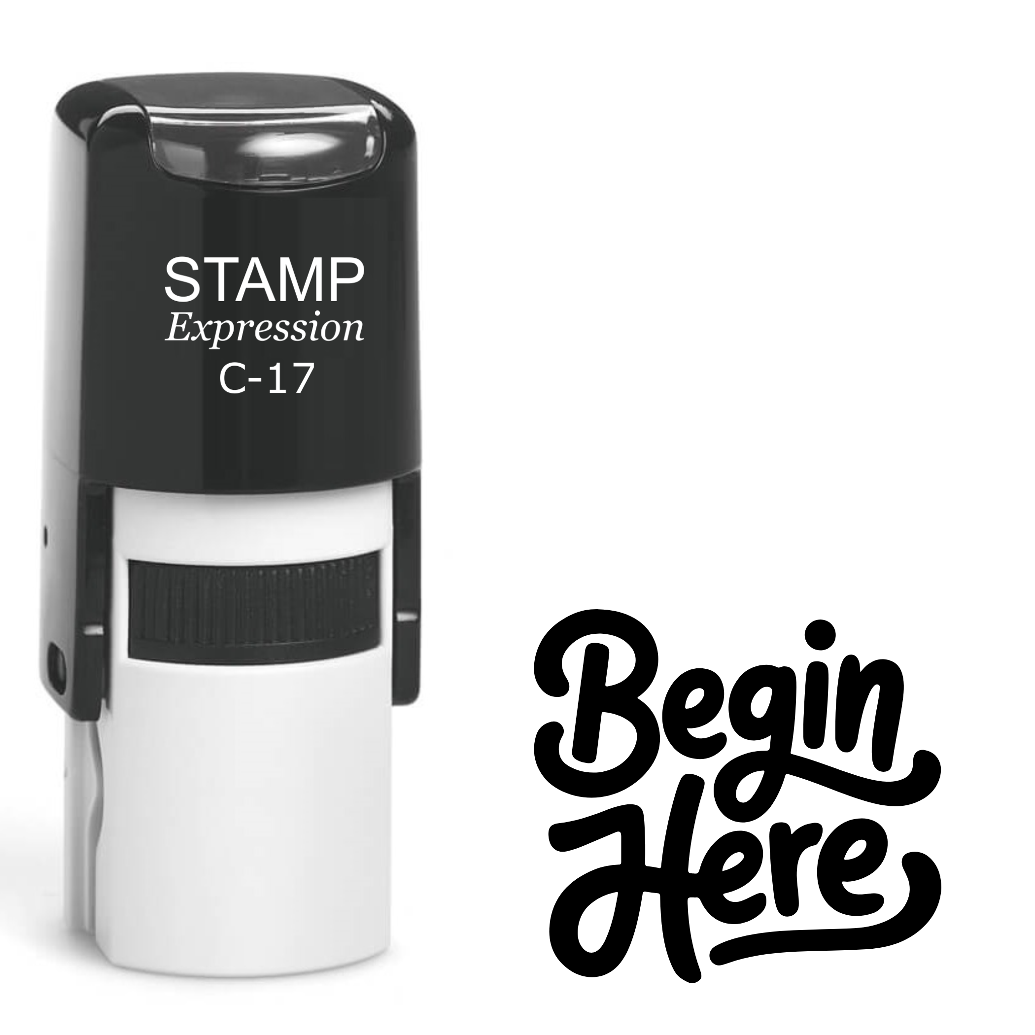 Begin Here Self Inking Rubber Stamp (SH-62381)