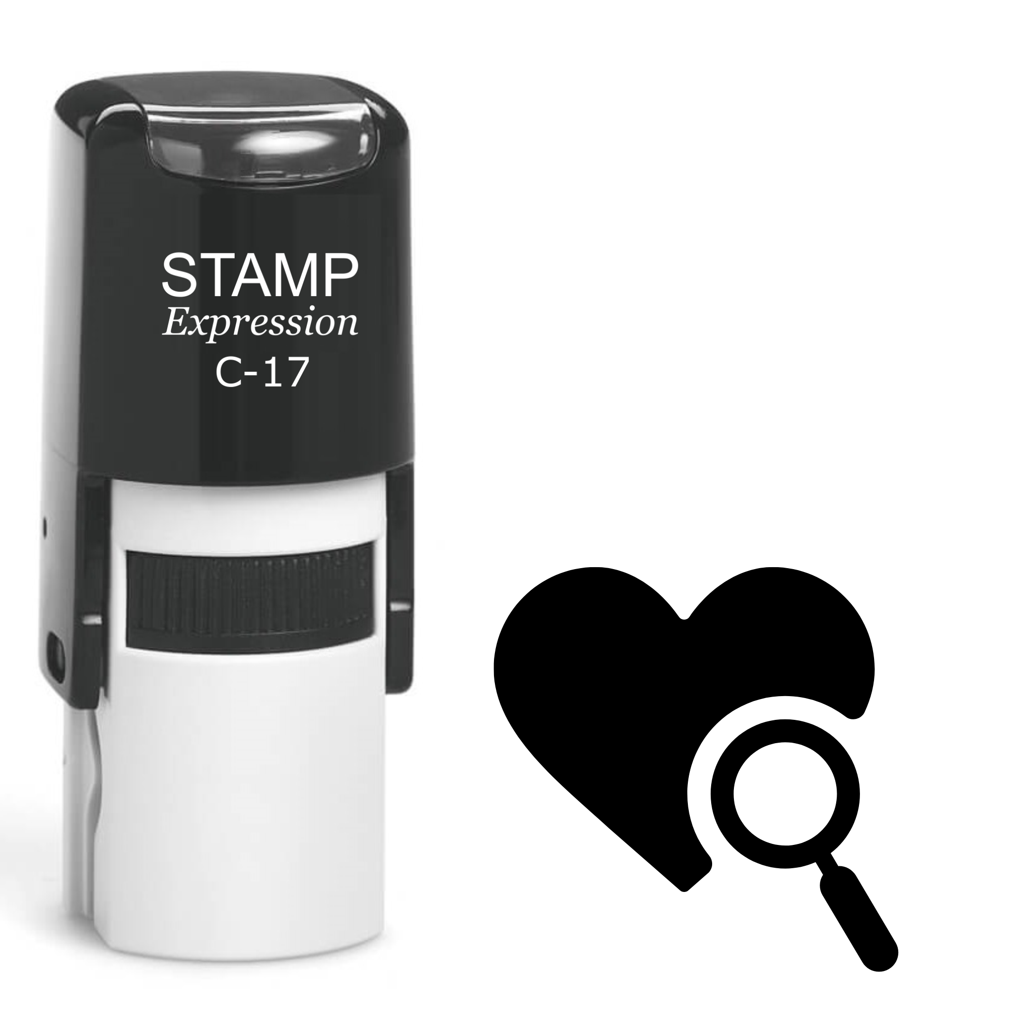 Heart with Magnifying Glass Self Inking Rubber Stamp (SH-62401)