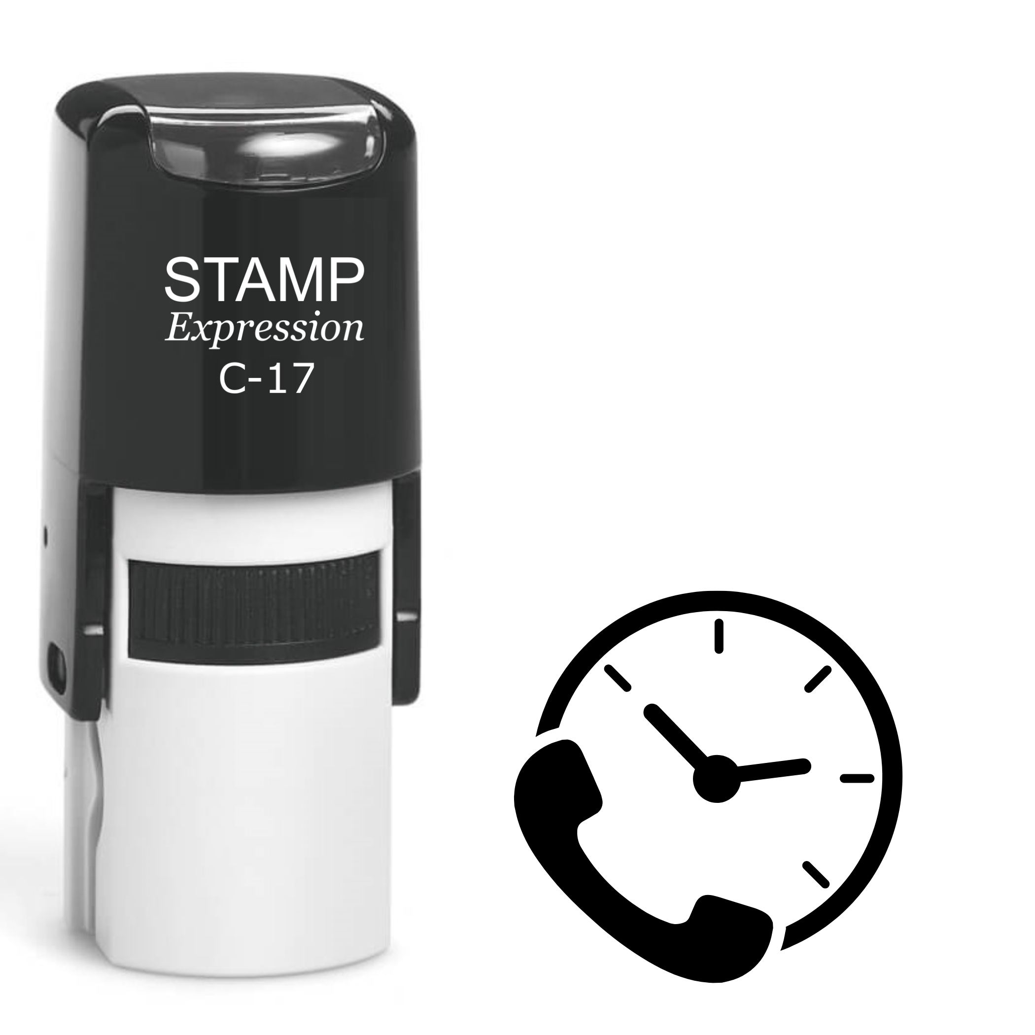 Clock with Phone Self Inking Rubber Stamp (SH-62620)
