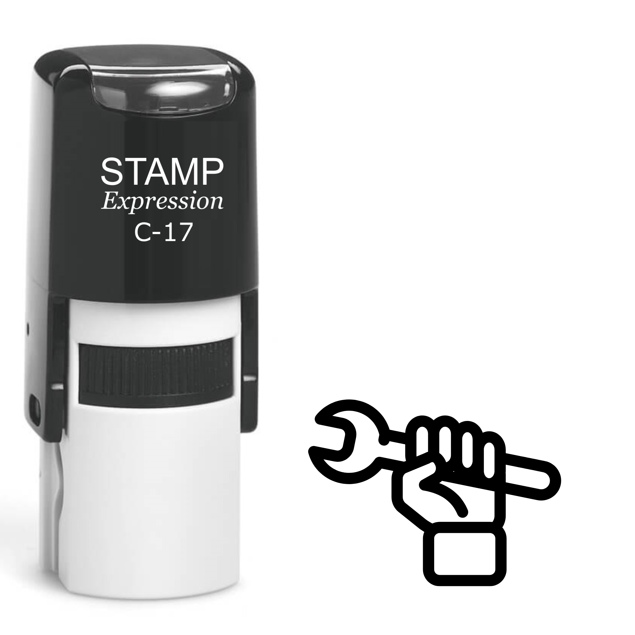Hand Holding Wrench Self Inking Rubber Stamp (SH-62622)