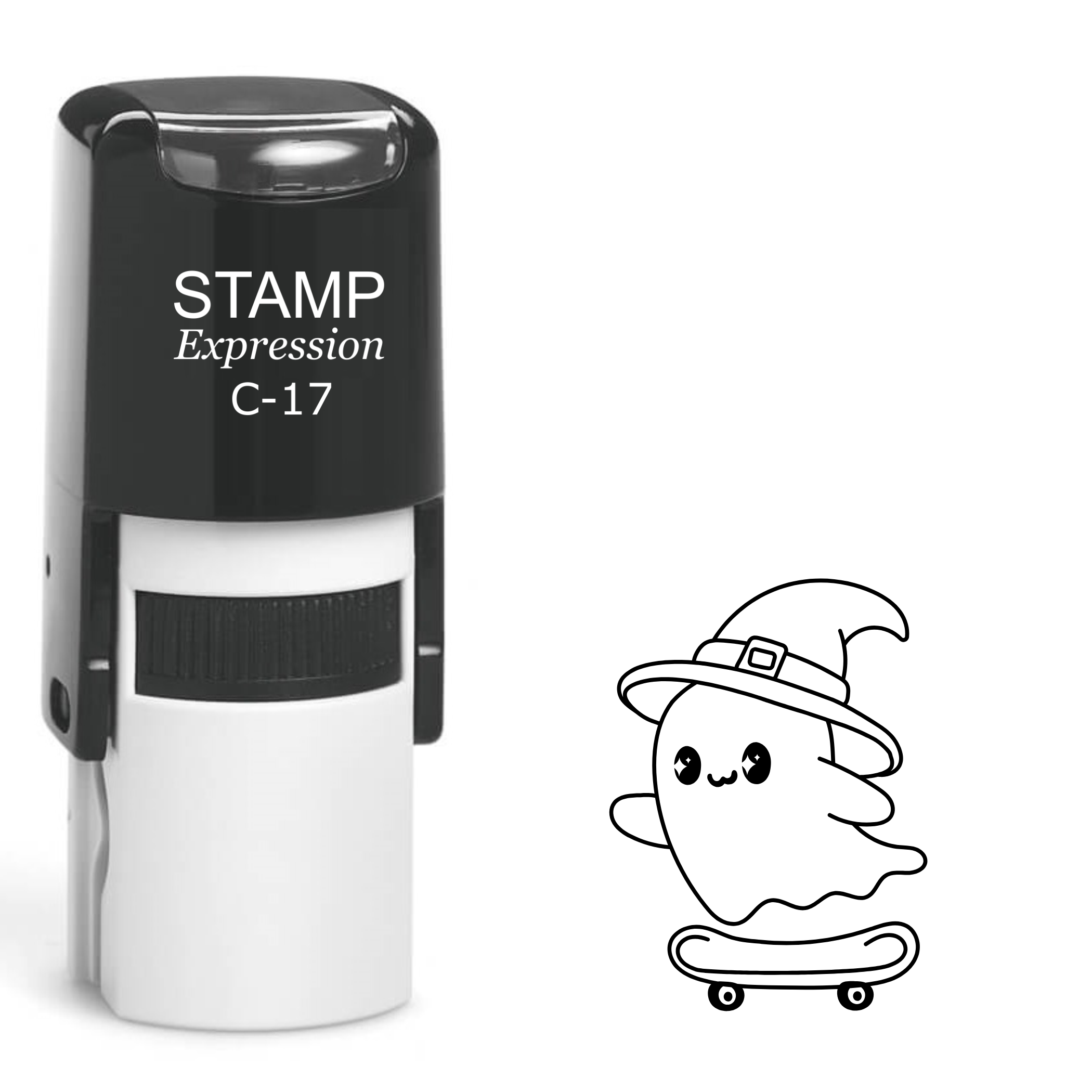 Halloween Cute Ghost on skateboard Self Inking Rubber Stamp (SH-62704)