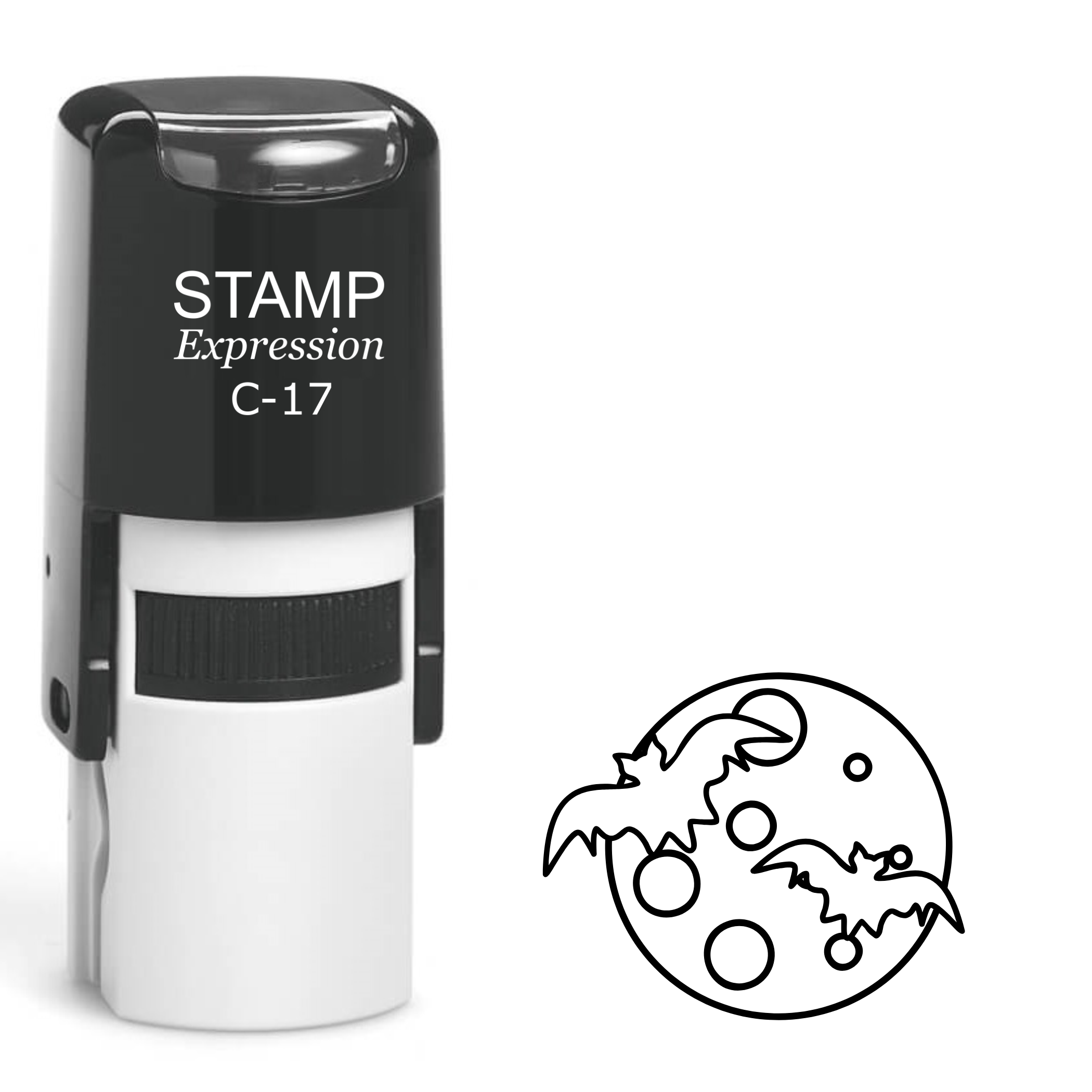 Halloween full moon with 2 bats Self Inking Rubber Stamp (SH-62711)