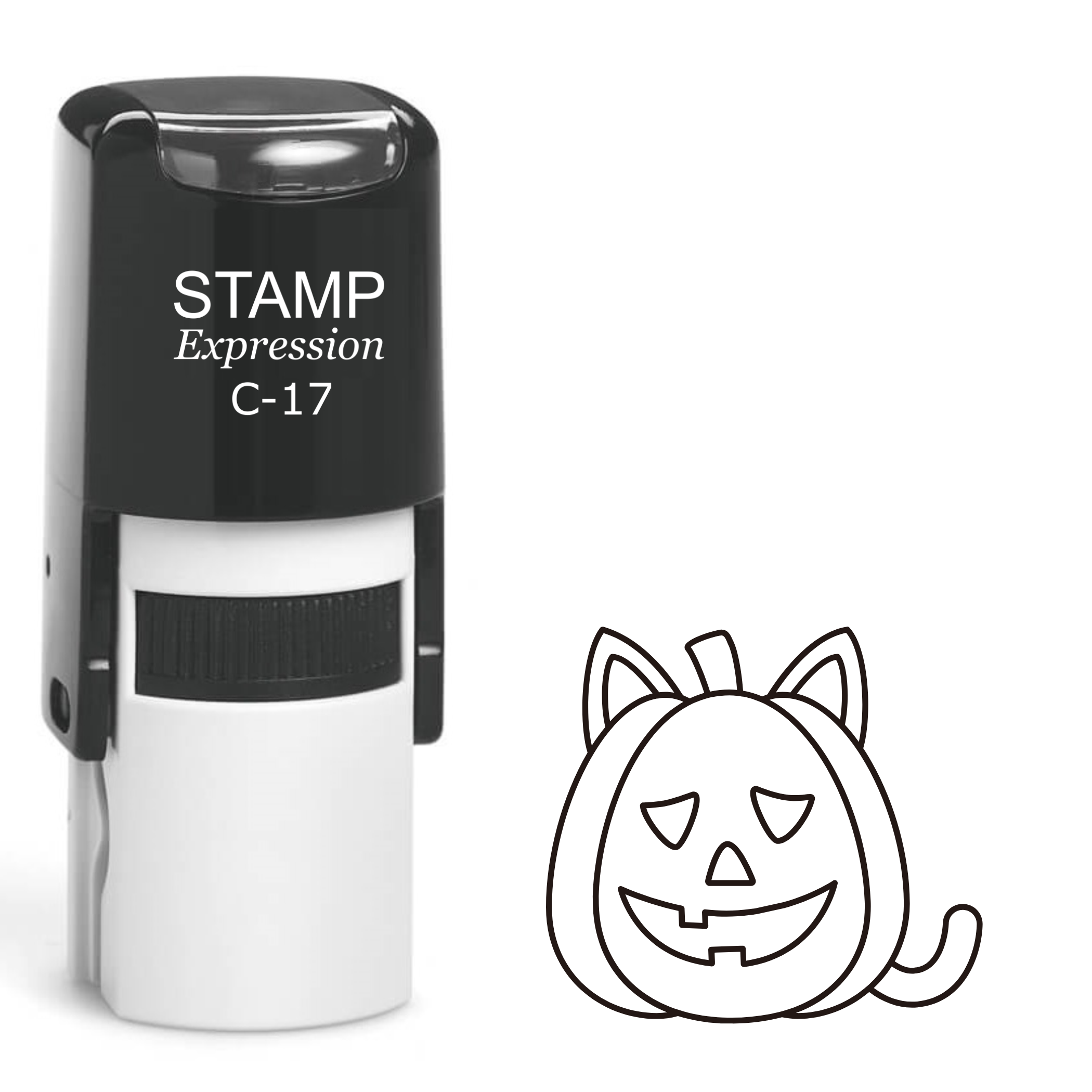 Halloween Jack-O-Lantern Cat Self Inking Rubber Stamp (SH-62723)