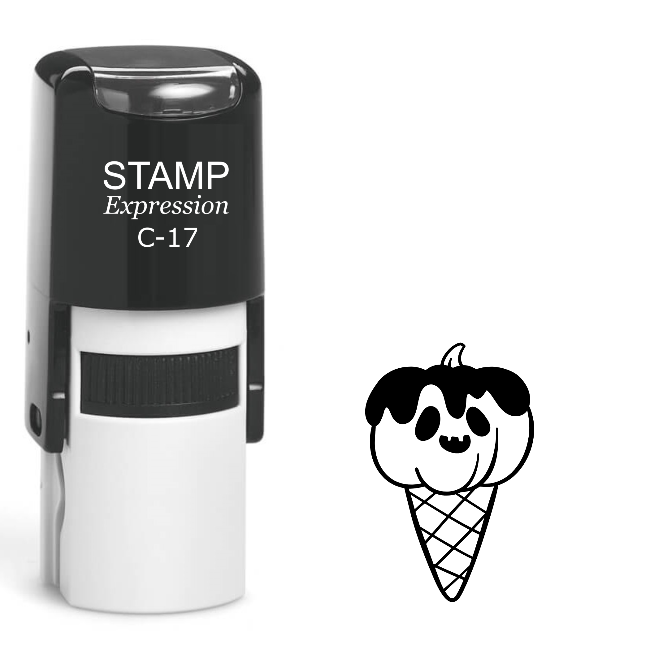 Halloween ice cream cone with Jack-O-Lantern Self Inking Rubber Stamp (SH-62729)