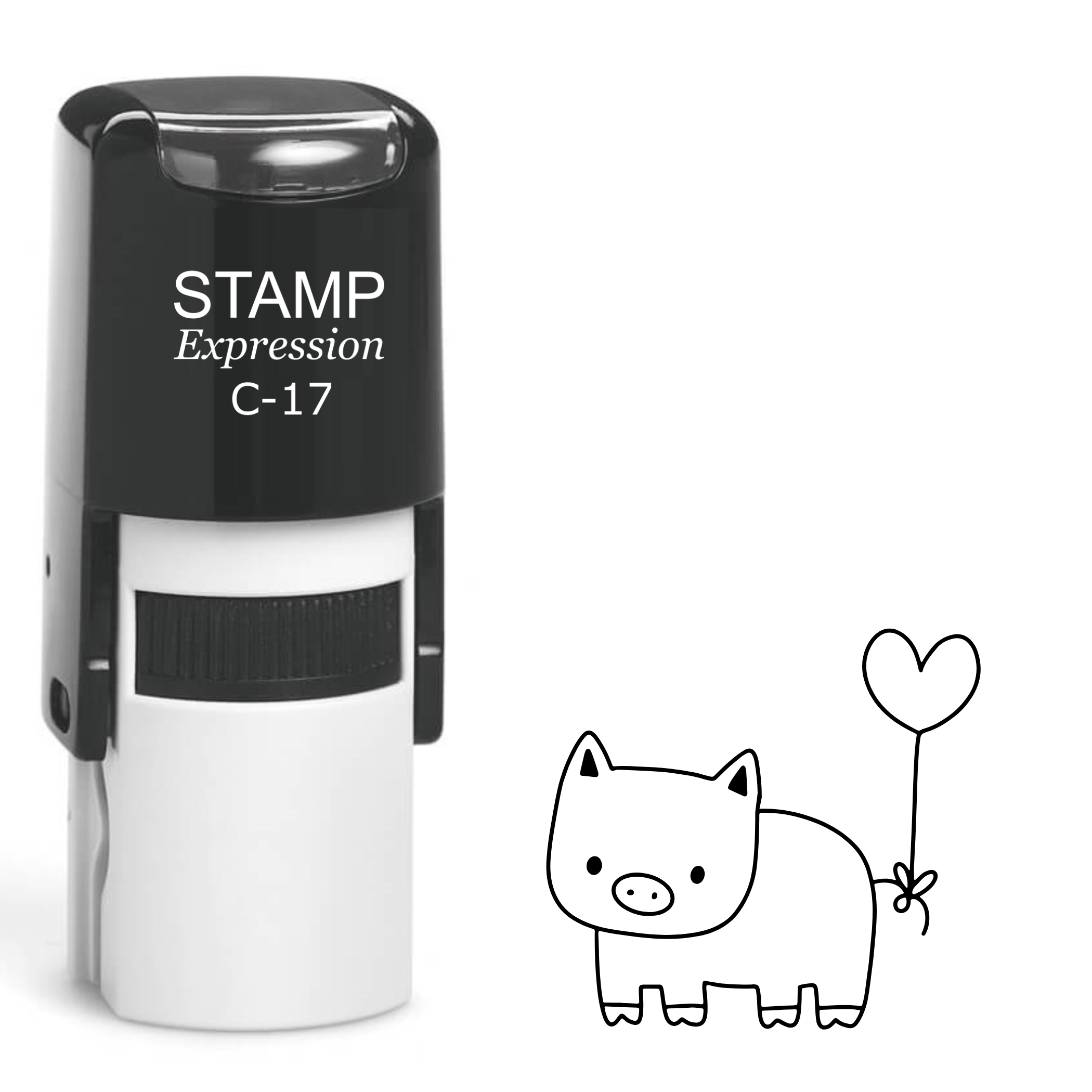 Cute baby pig with a heart-shaped balloon Self Inking Rubber Stamp (SH-62747)