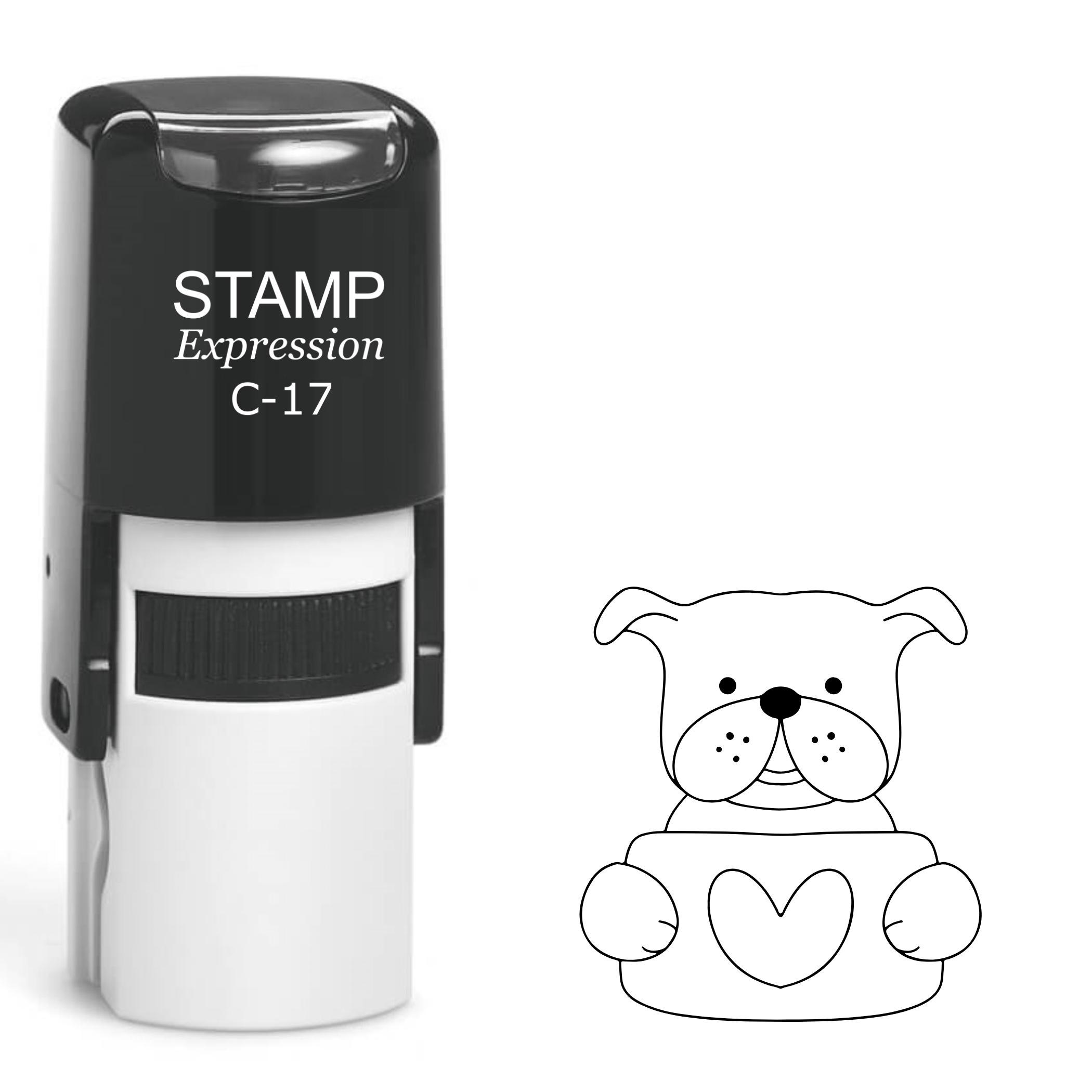 Pug with a bowl of food Self Inking Rubber Stamp (SH-62749)