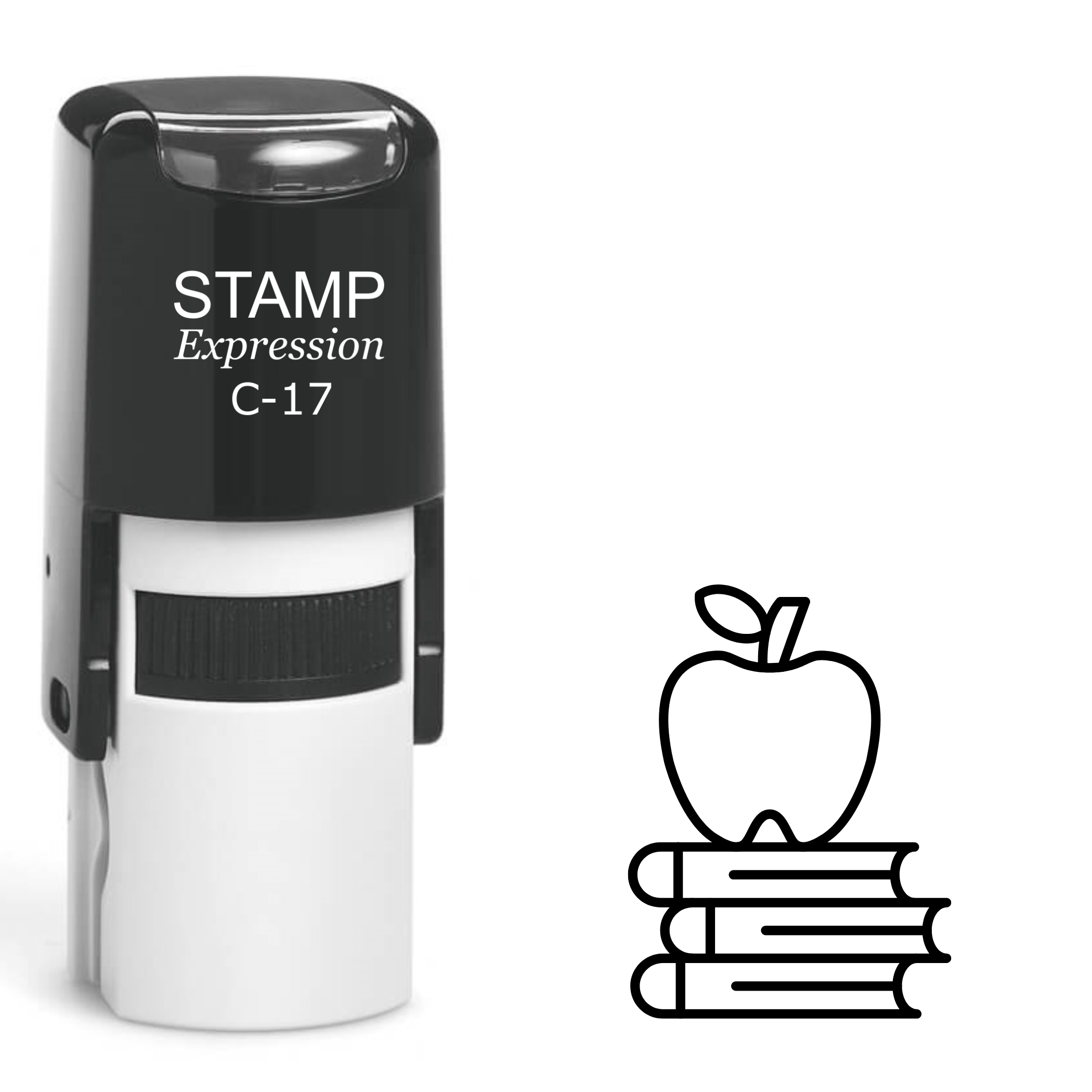 Three books with an apple school Self Inking Rubber Stamp (SH-62753)