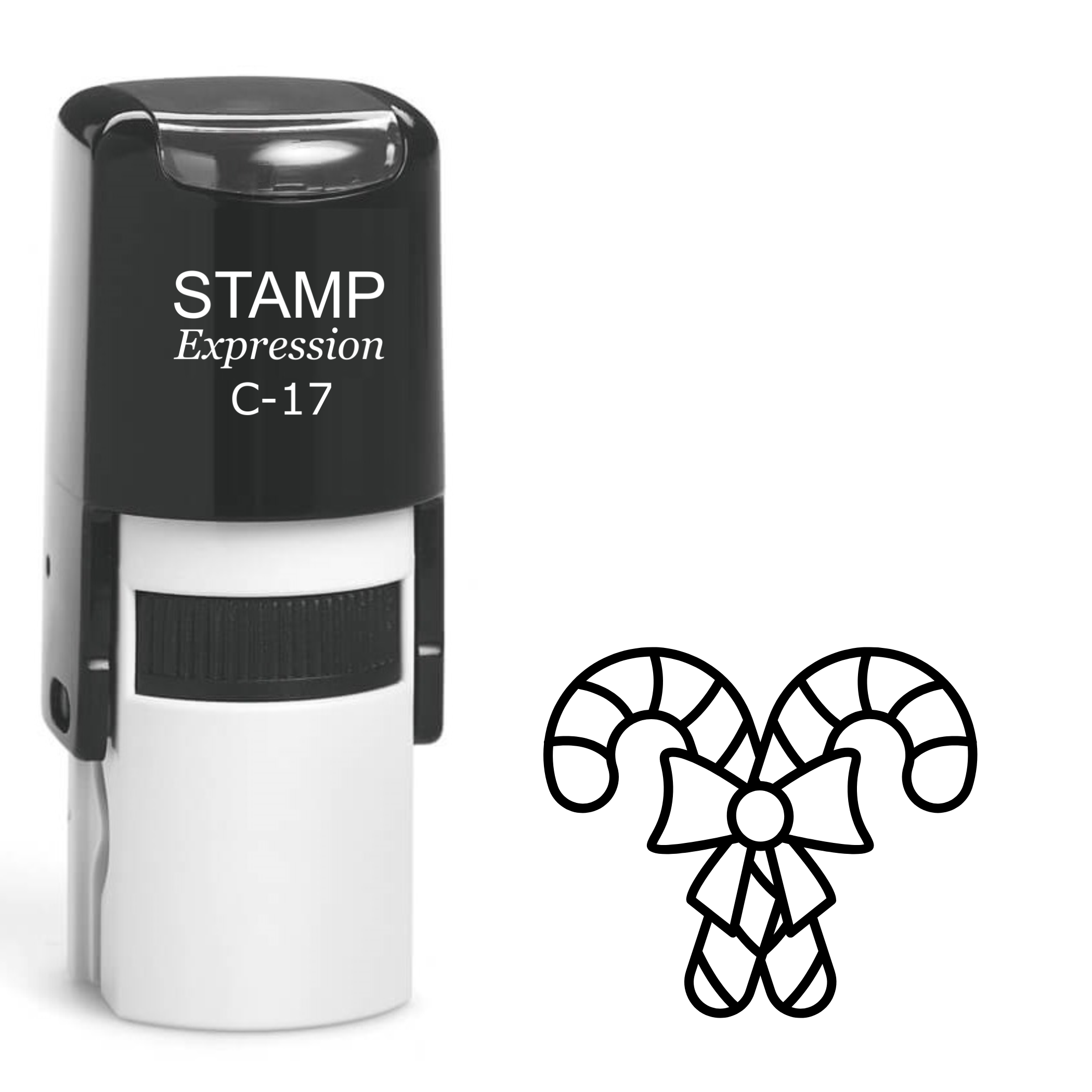 Two candy canes with a bow Christmas Self Inking Rubber Stamp (SH-62761)