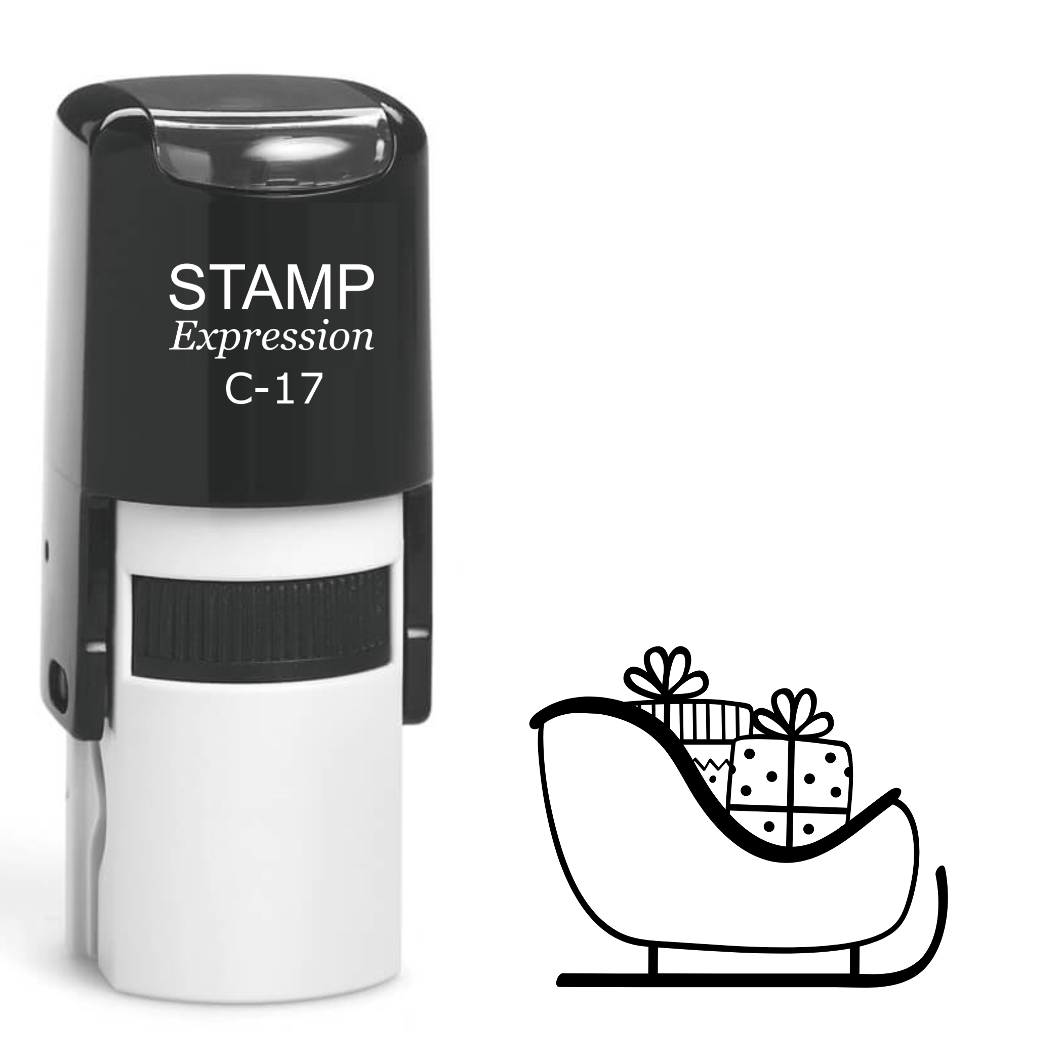 Santa sleigh with presents Christmas Self Inking Rubber Stamp (SH-62770)