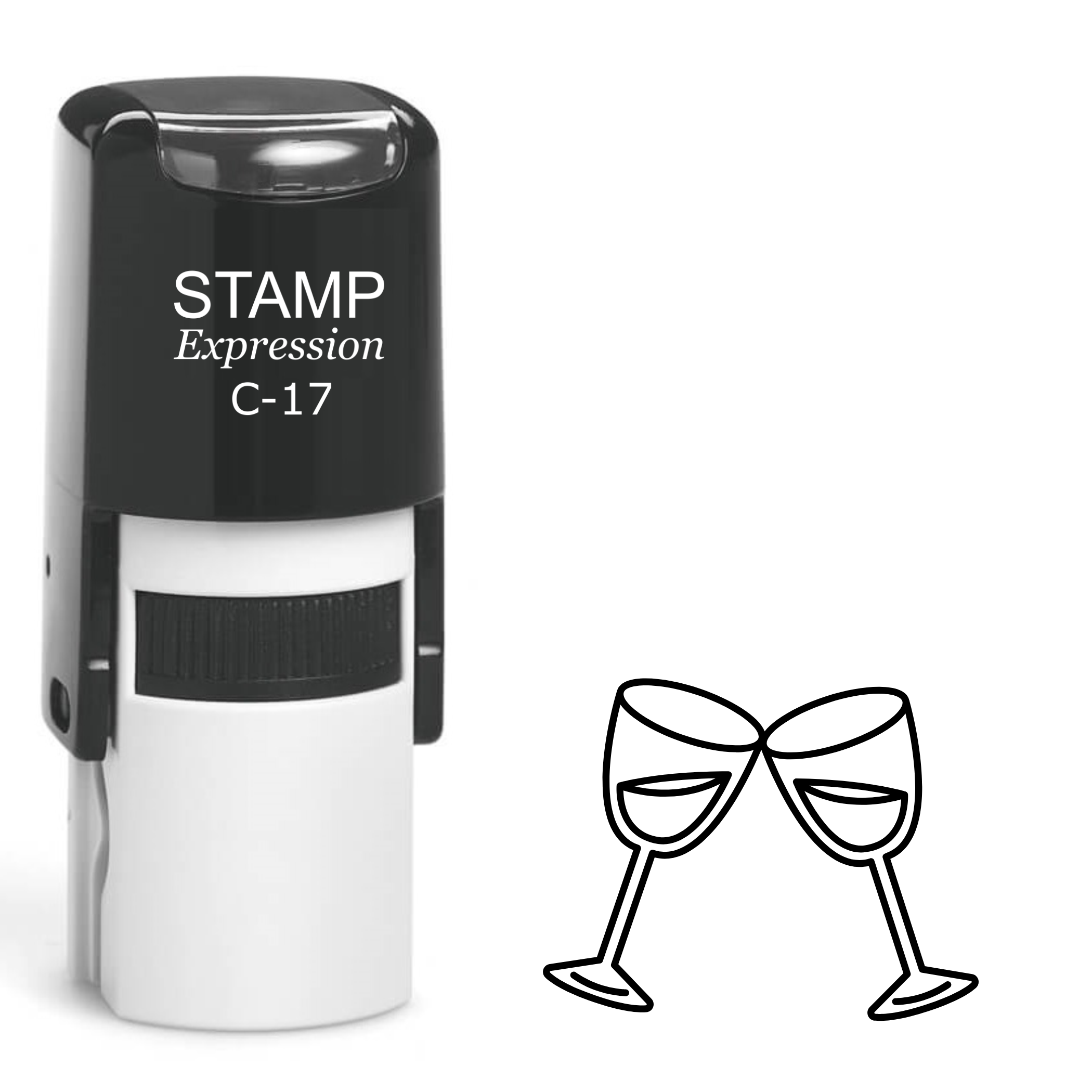 Two clinking wine glasses new year or wedding Self Inking Rubber Stamp (SH-62778)