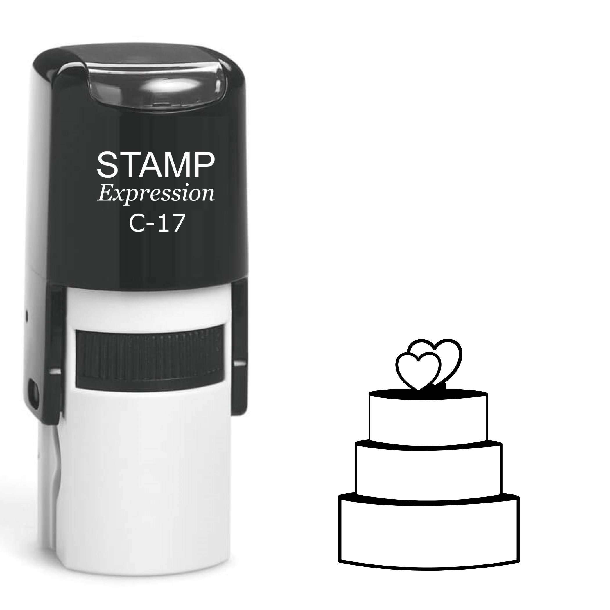 Three-layered cake with hearts Wedding Self Inking Rubber Stamp (SH-62780)