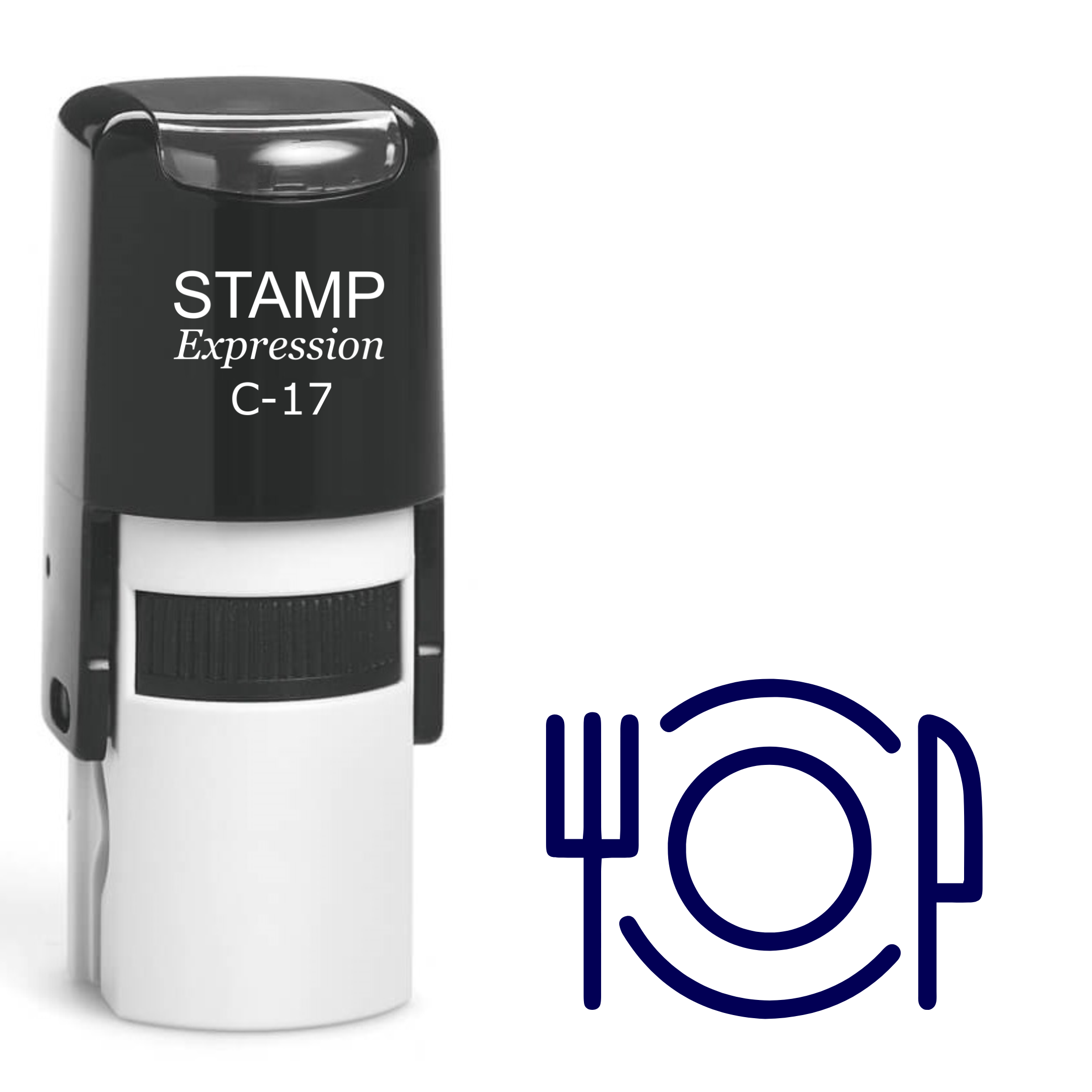 Dinner plate with a fork and knife outline food Self Inking Rubber Stamp (SH-62784)