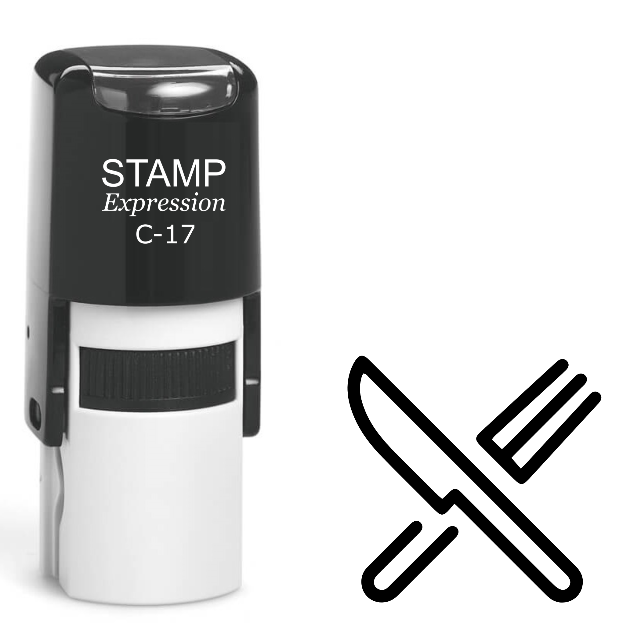 Criss-cross fork and knife outlines cooking restaurant Self Inking Rubber Stamp (SH-62788)