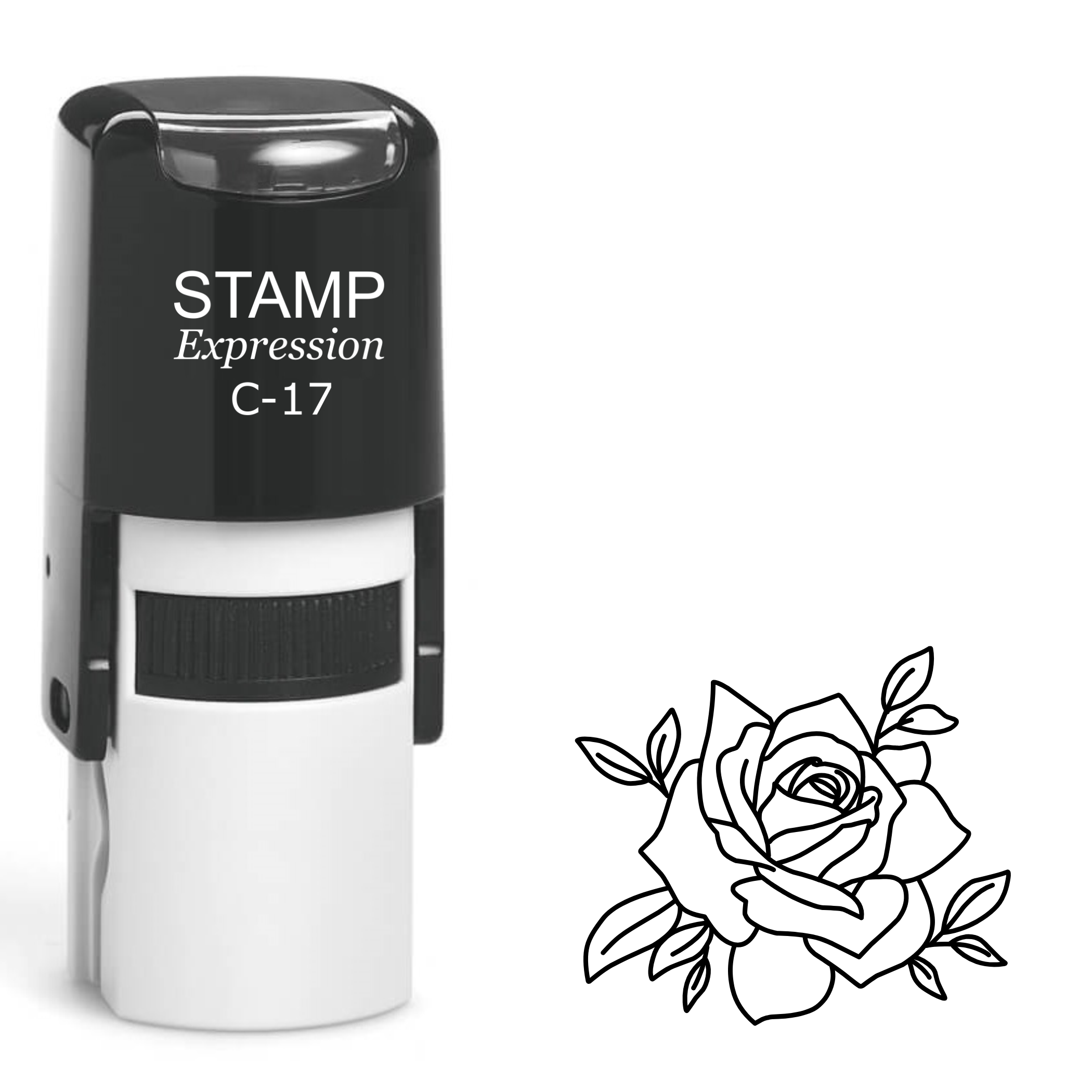 Rose flower with leaves Self Inking Rubber Stamp (SH-62802)