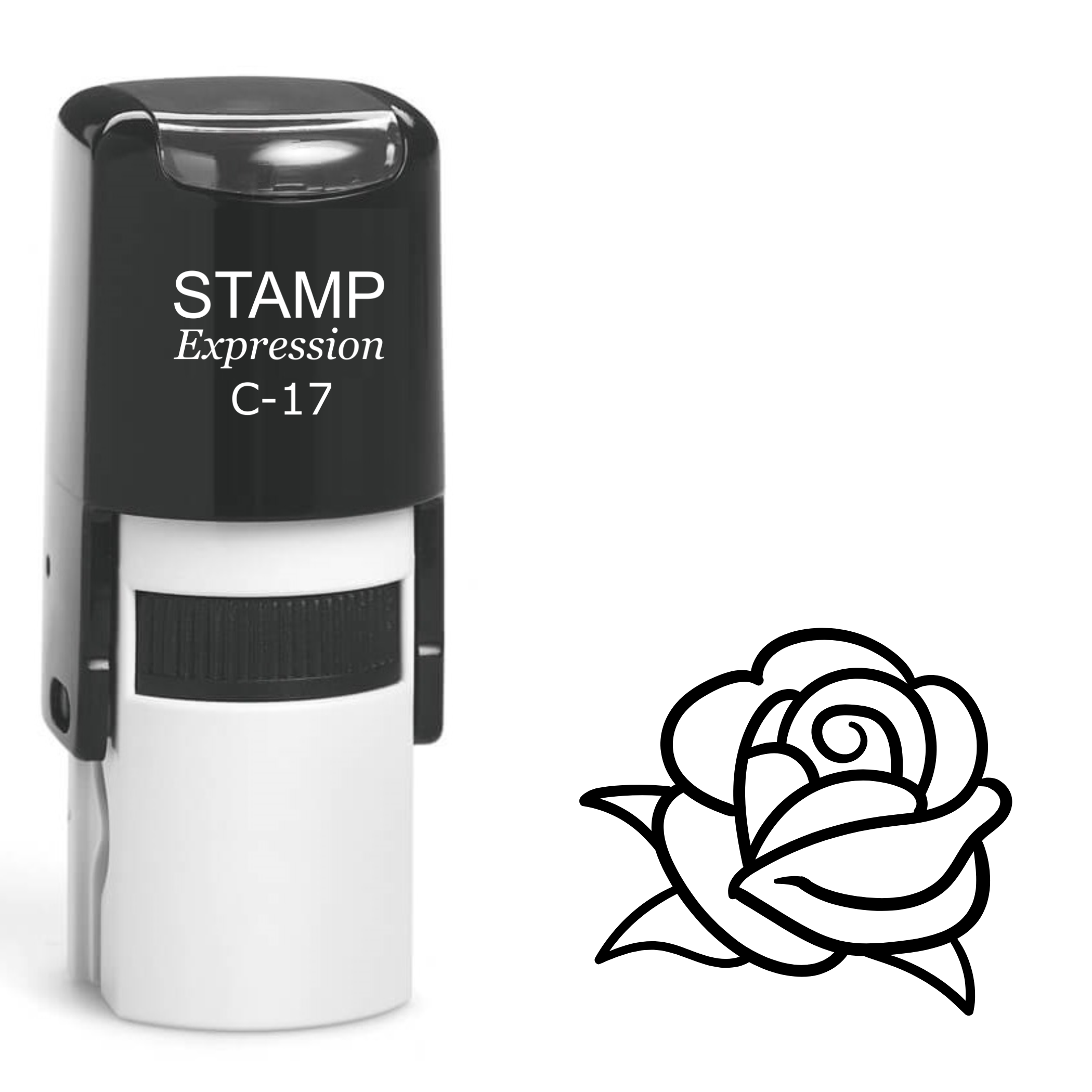 Half-closed Rose flower Self Inking Rubber Stamp (SH-62804)