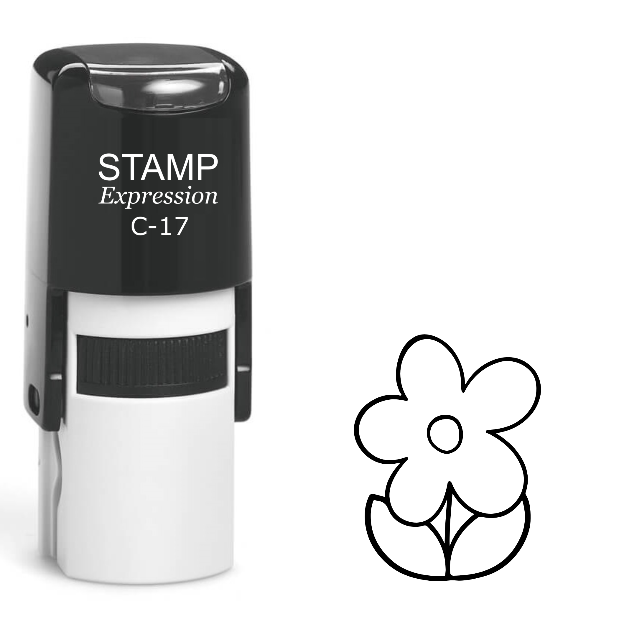 Daisy flower with leaves outline Self Inking Rubber Stamp (SH-62823)