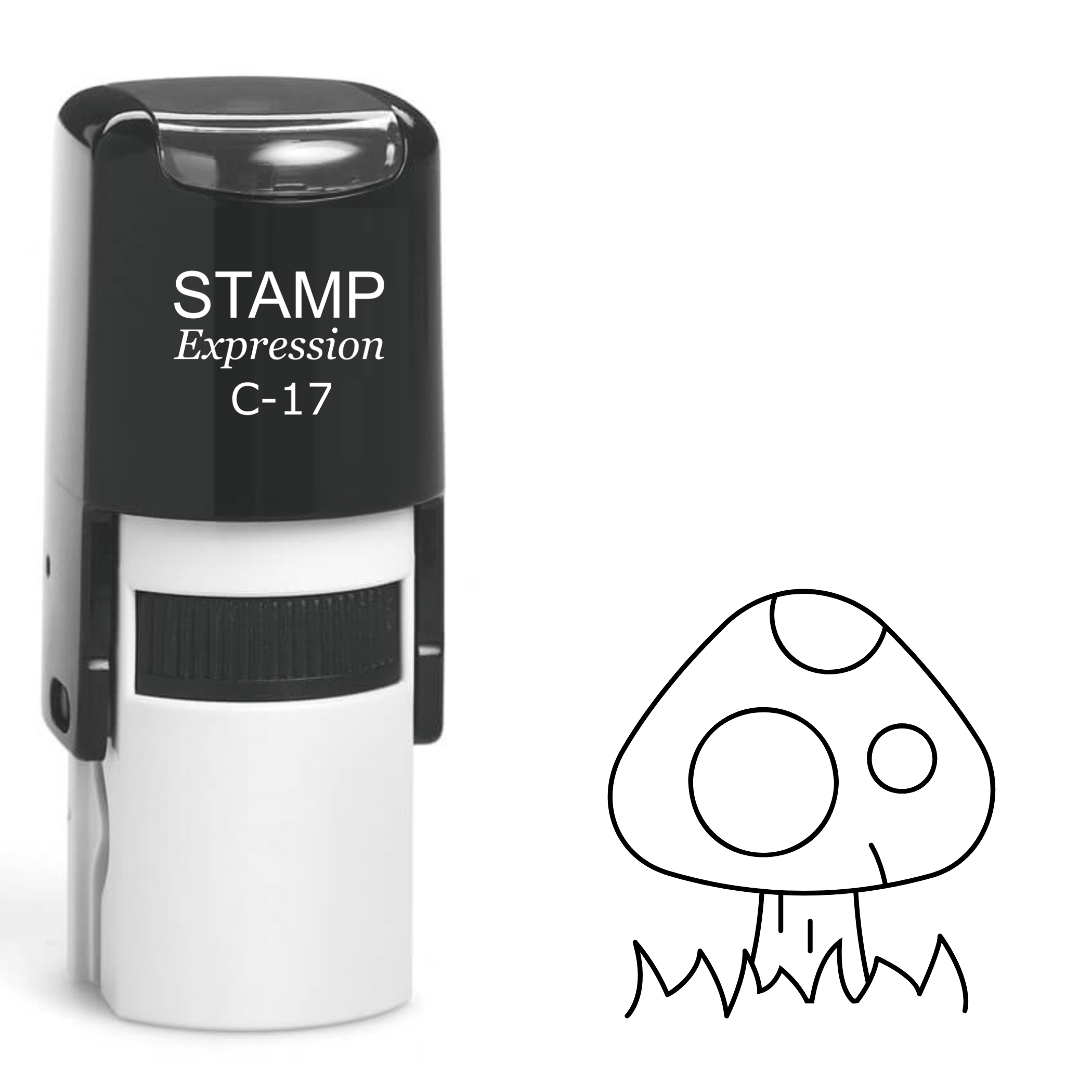 Mushroom outline with grass Self Inking Rubber Stamp (SH-62840)
