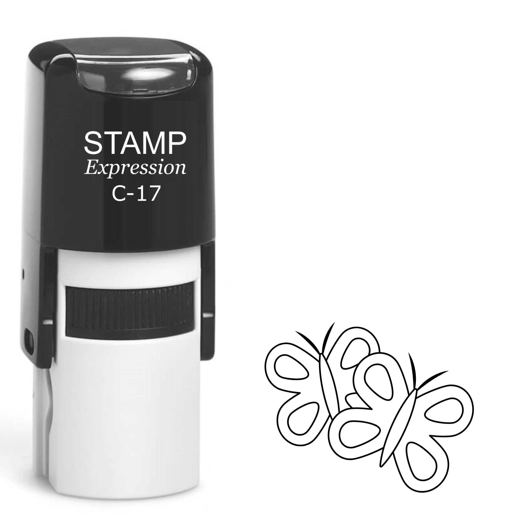 Two flying butterflies outline Self Inking Rubber Stamp (SH-62846)