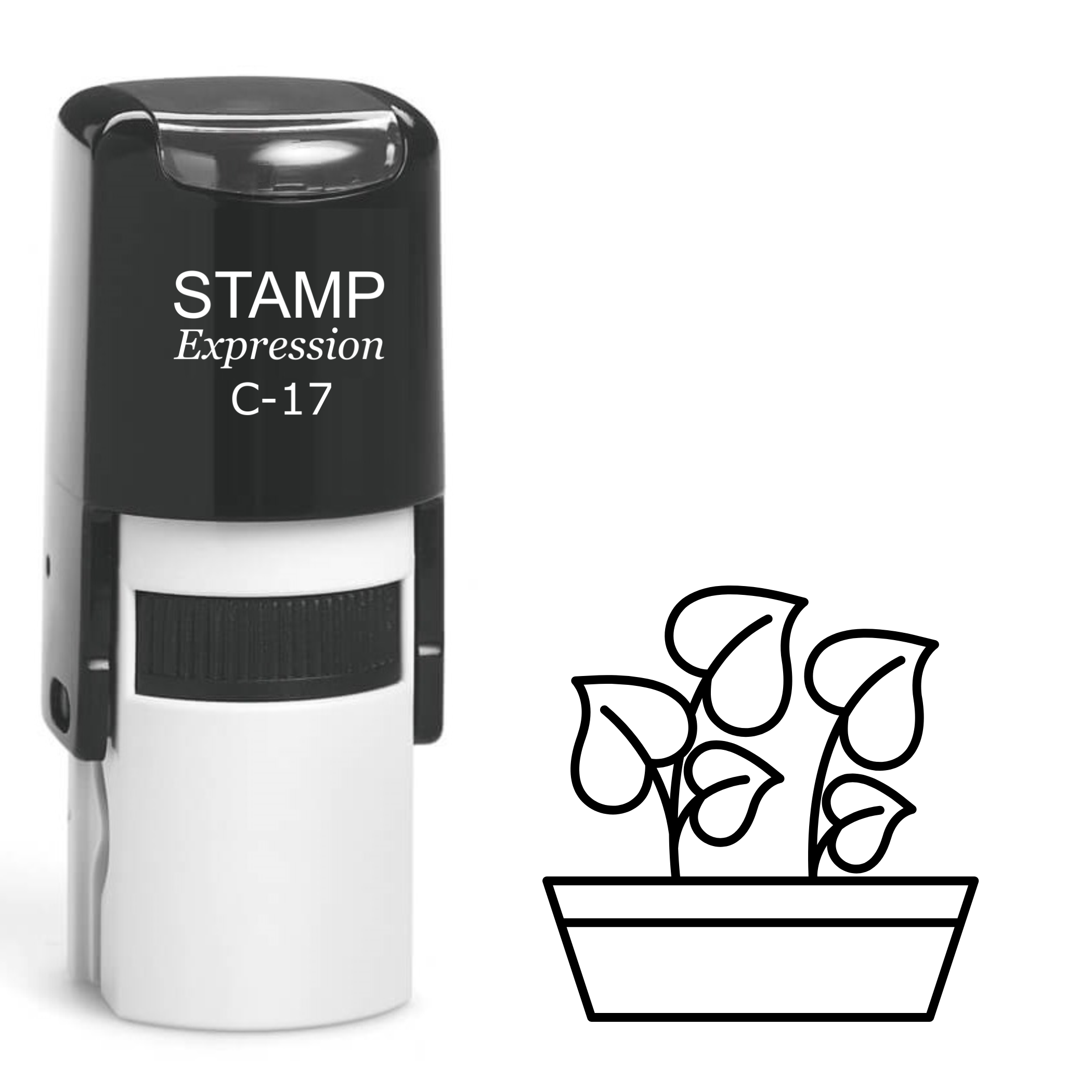 Flower pot with two plants Self Inking Rubber Stamp (SH-62857)