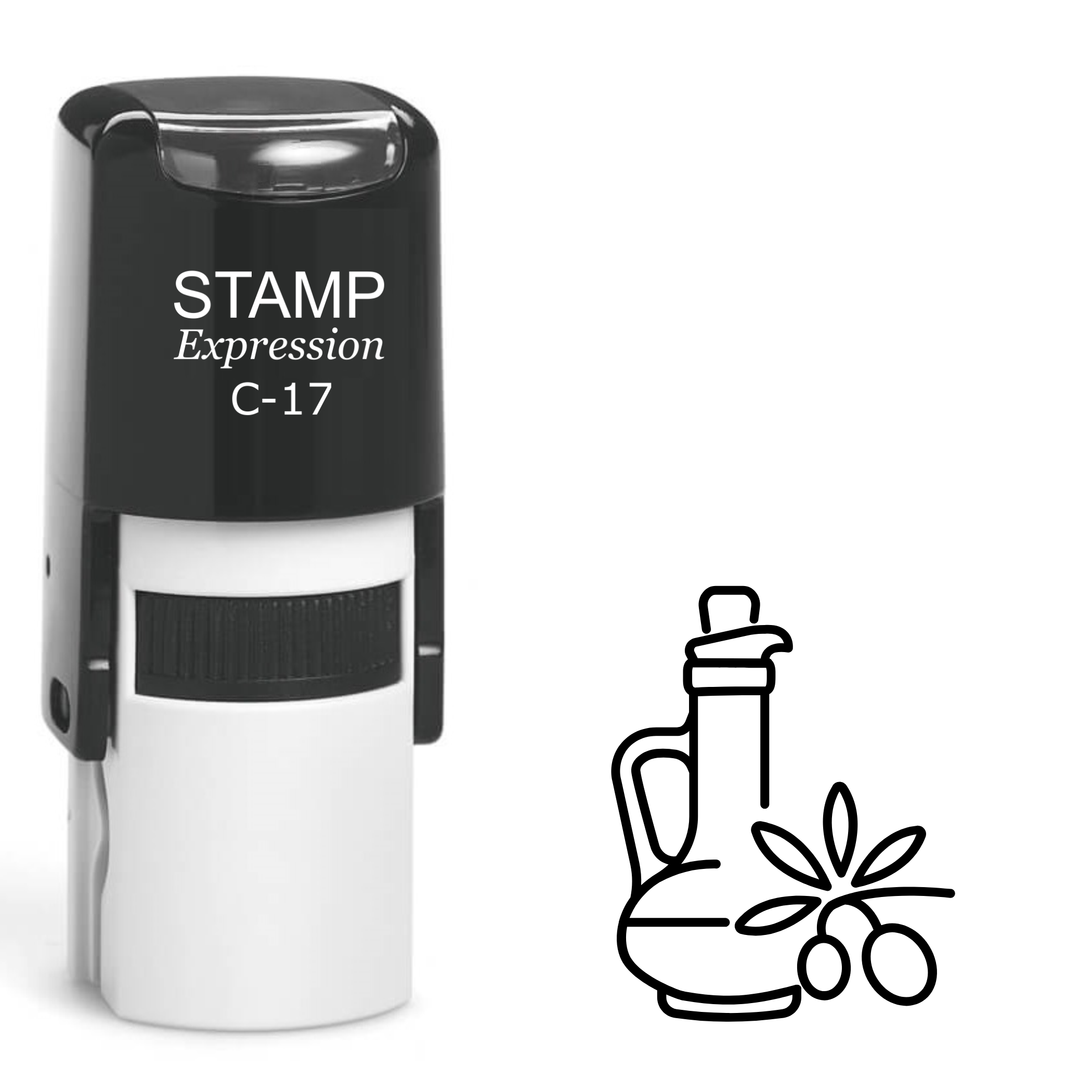 Olive oil with branch jar outline Self Inking Rubber Stamp (SH-62890)