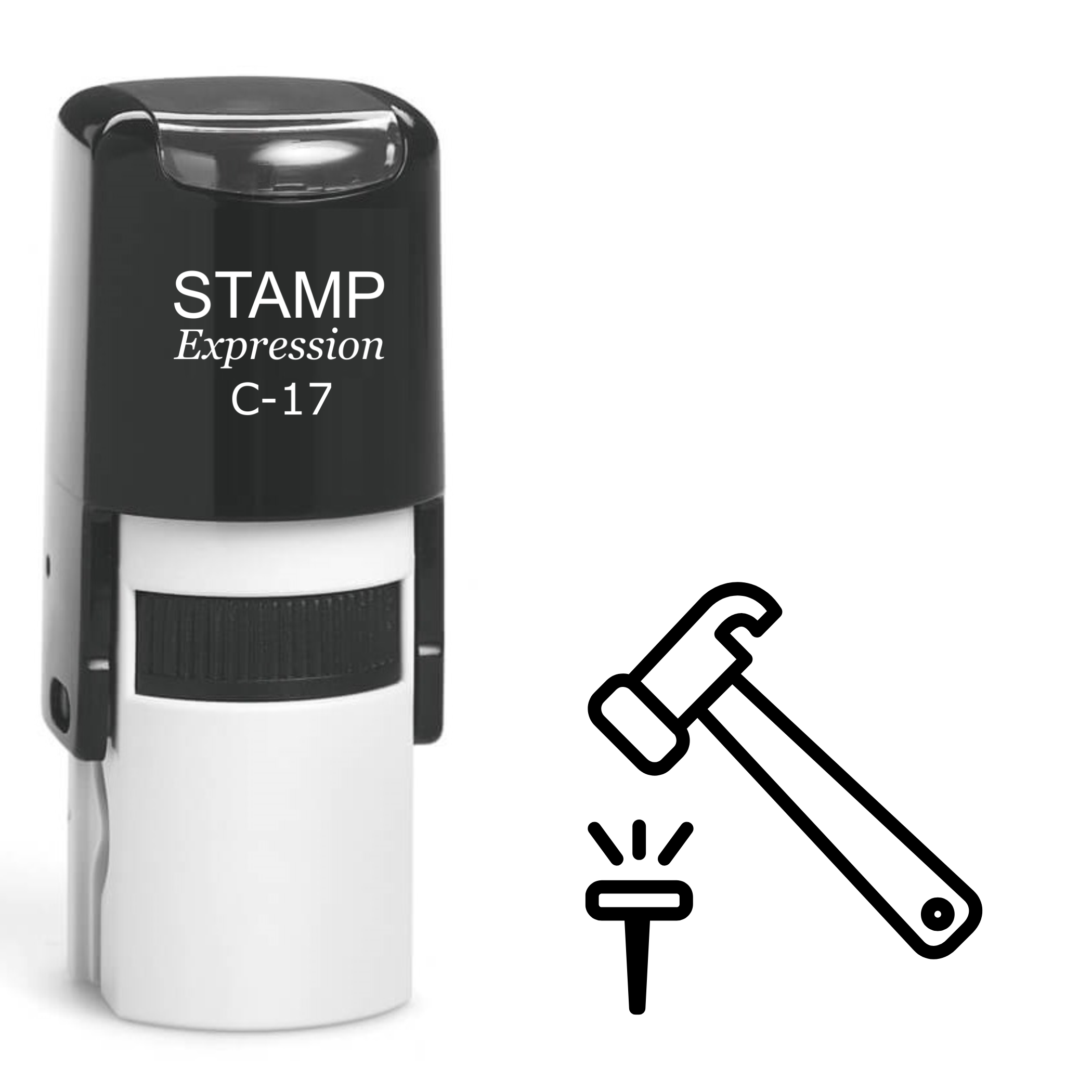 Hammer with a Nail outline Self Inking Rubber Stamp (SH-62896)