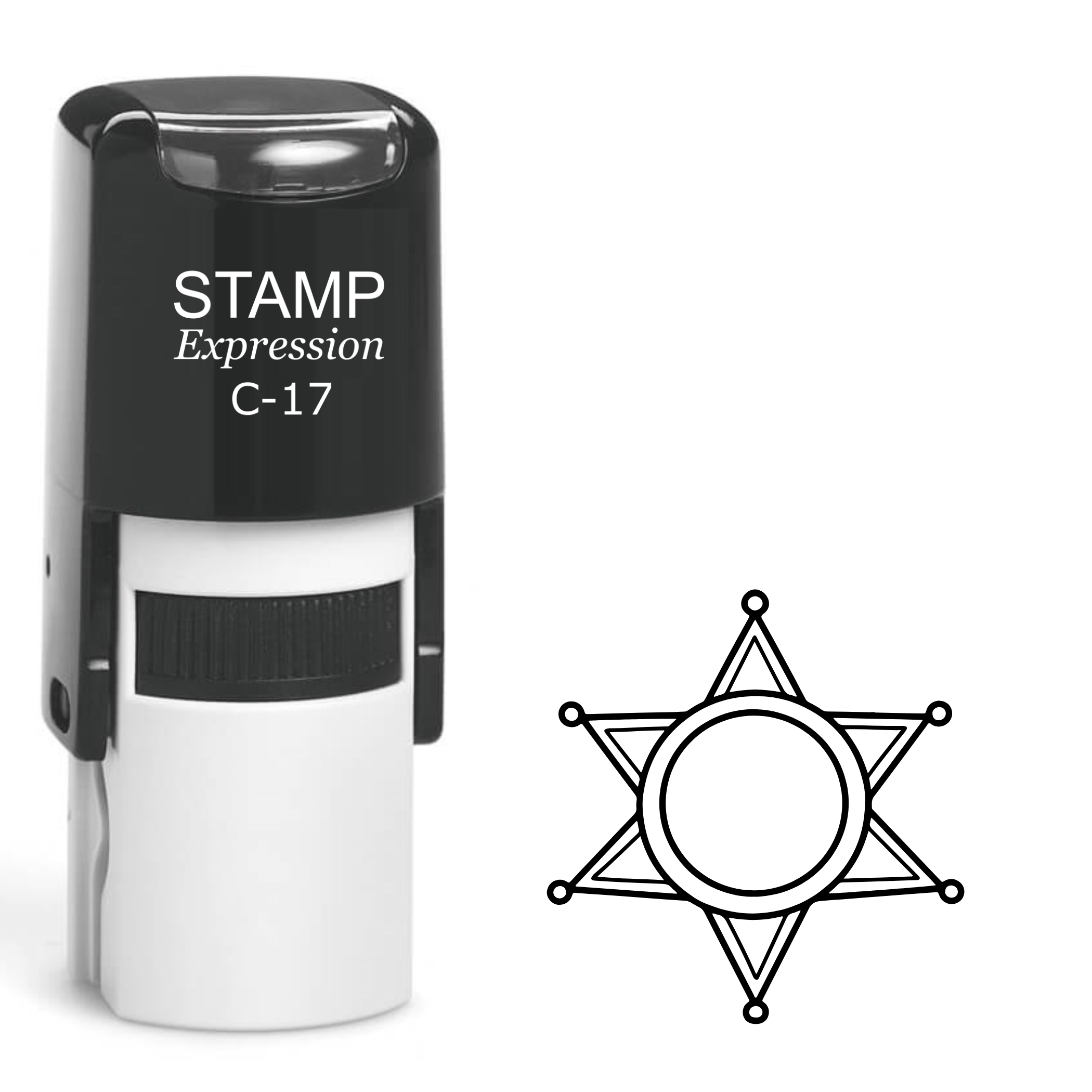 Sheriff's star outline Self Inking Rubber Stamp (SH-62915)