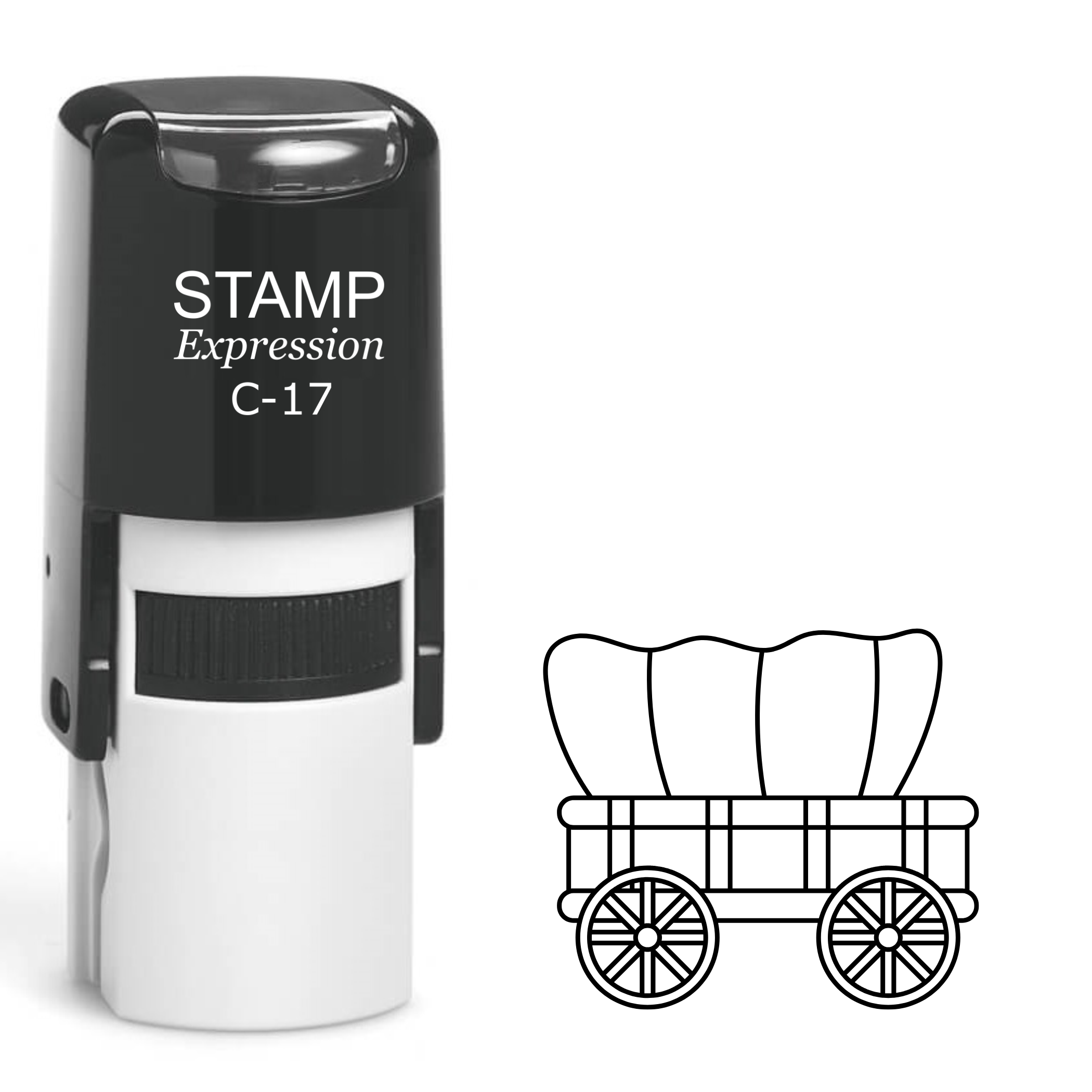 Western wagon outline Self Inking Rubber Stamp (SH-62924)