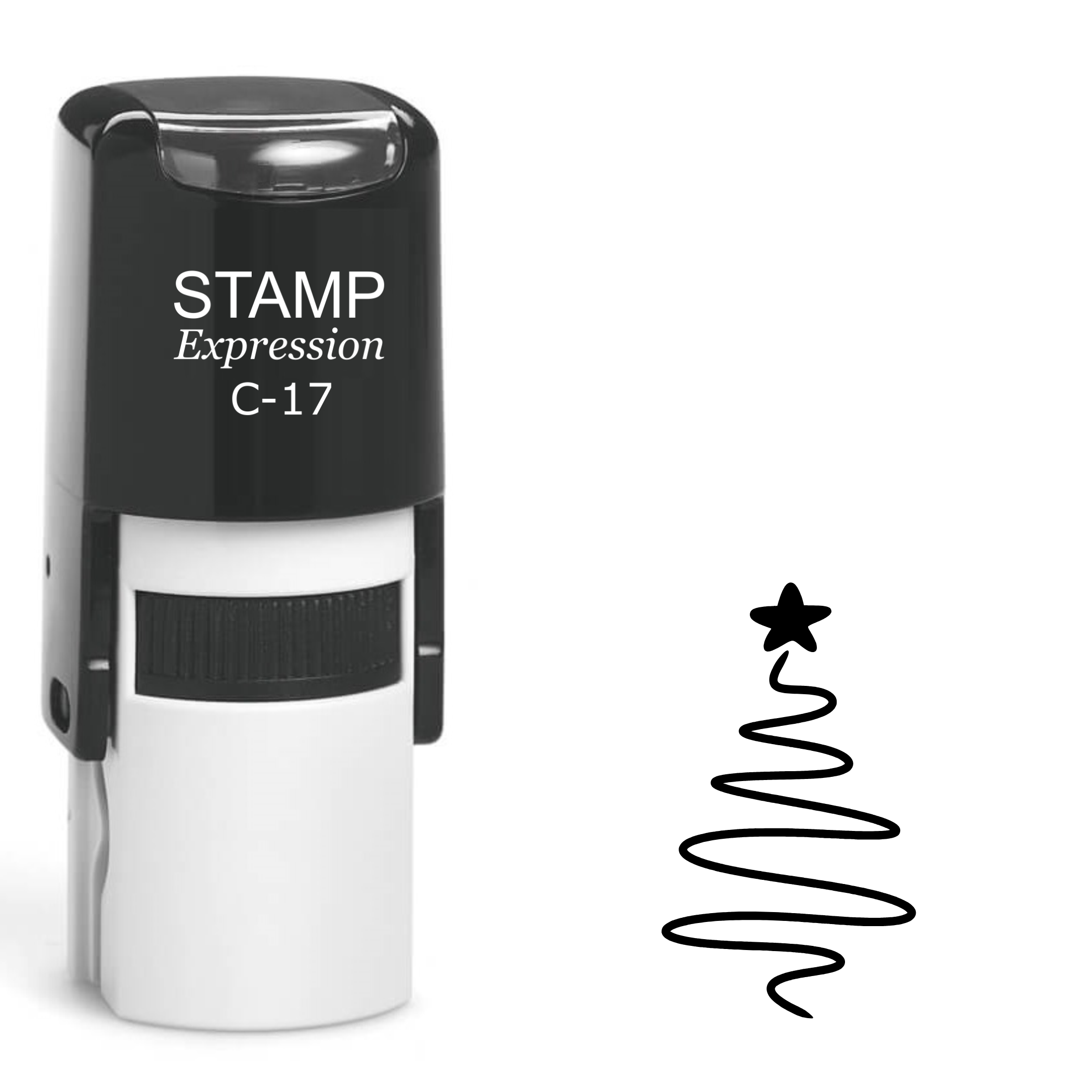 Ribbon Christmas tree with star Self Inking Rubber Stamp (SH-62928)