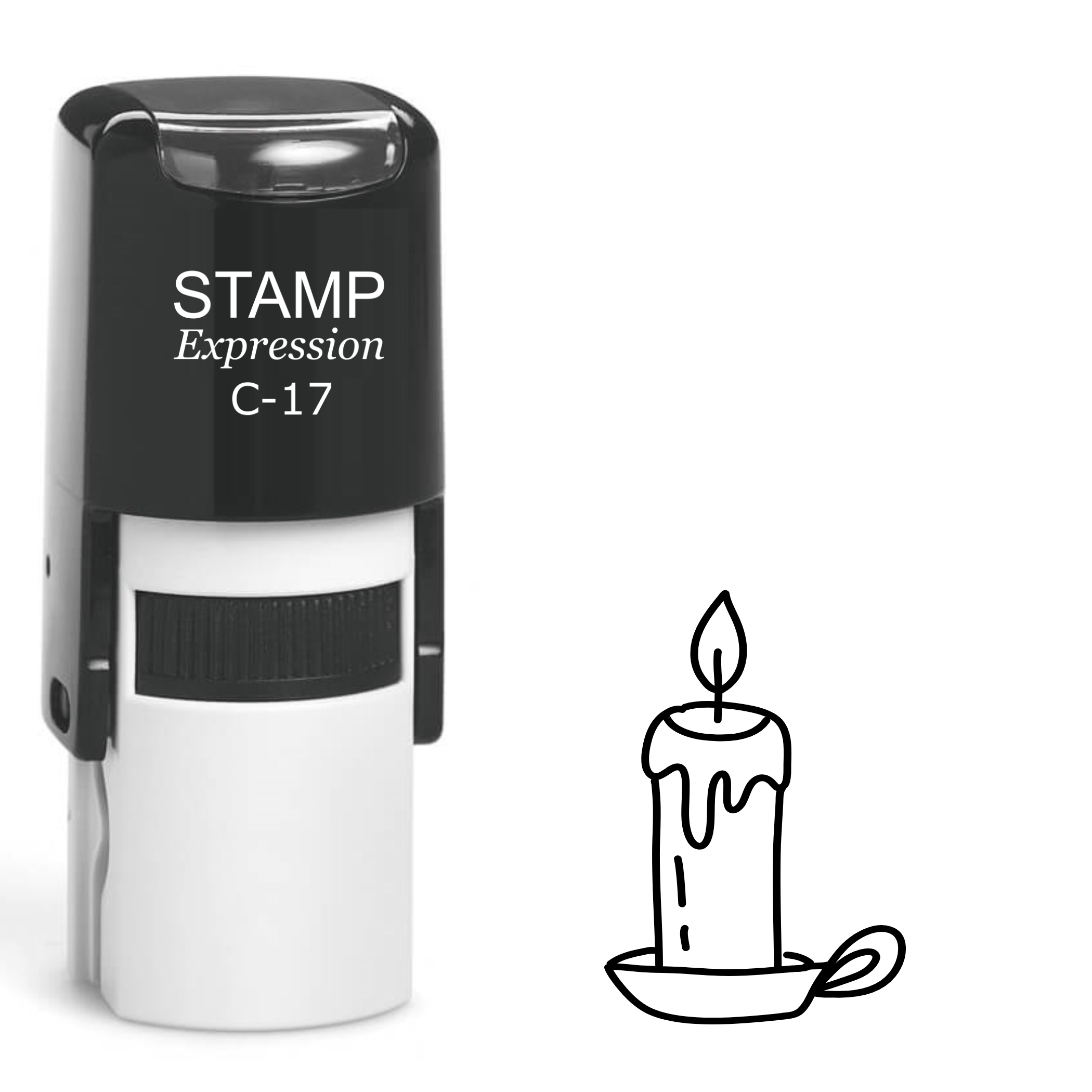 Burning candle outline Christmas Self Inking Rubber Stamp (SH-62937)