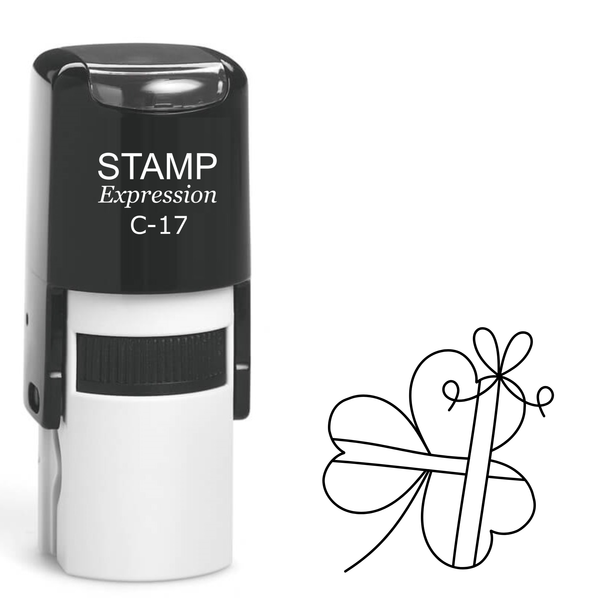 Shamrock leaf with bow St. Patrick's Irish Self Inking Rubber Stamp (SH-62940)