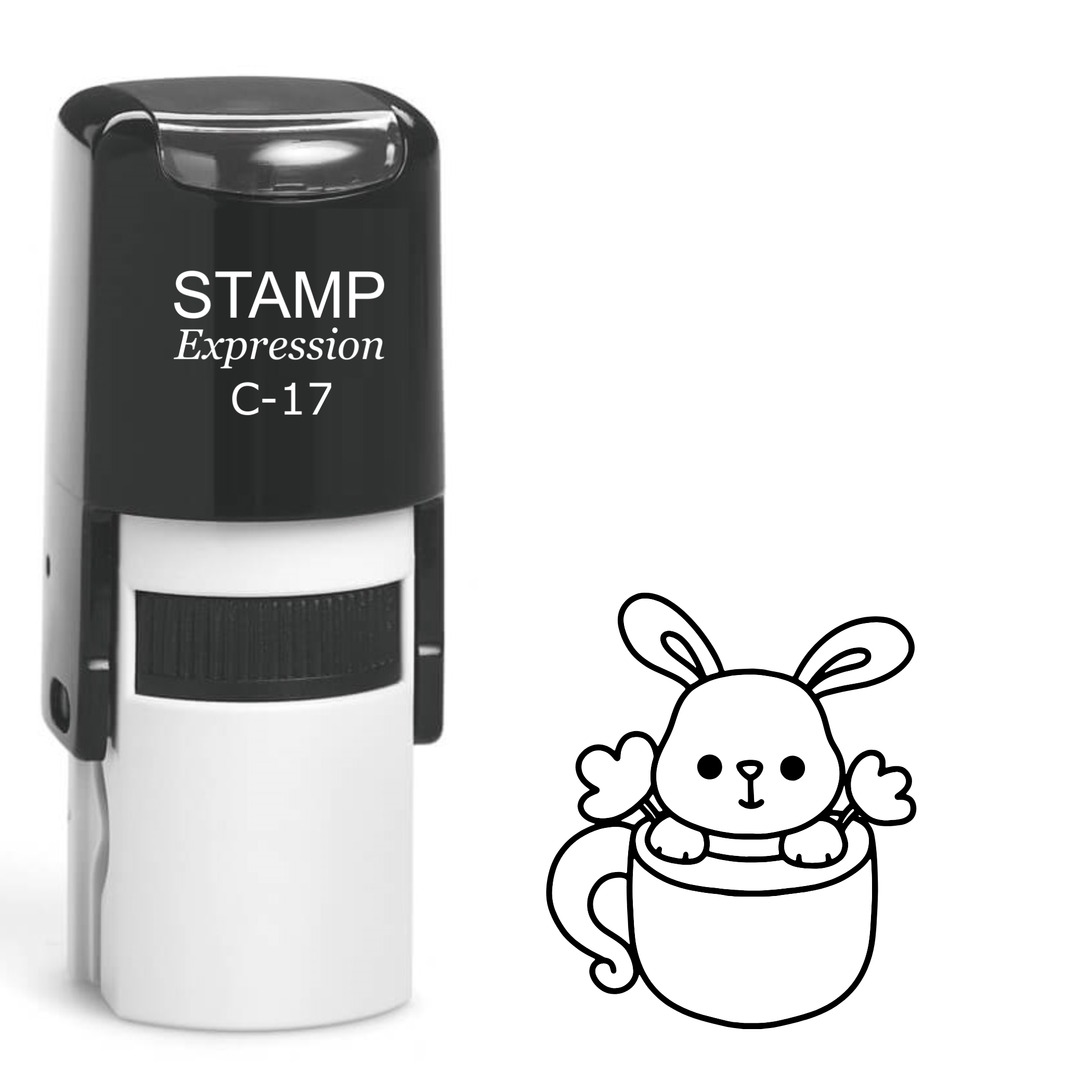 Cute bunny in a tea cup Self Inking Rubber Stamp (SH-62950)