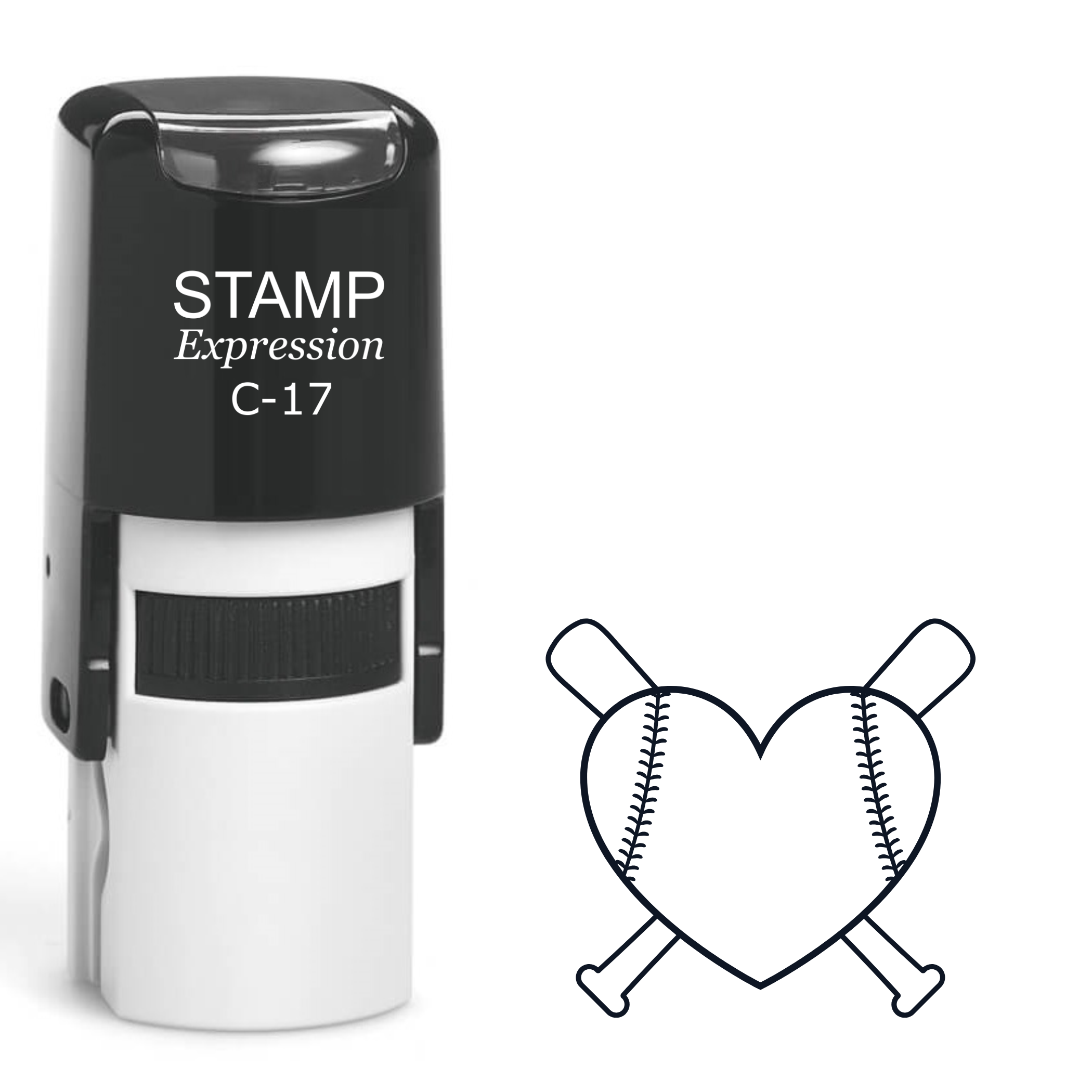 Baseball heart and bats sports Self Inking Rubber Stamp (SH-62961)