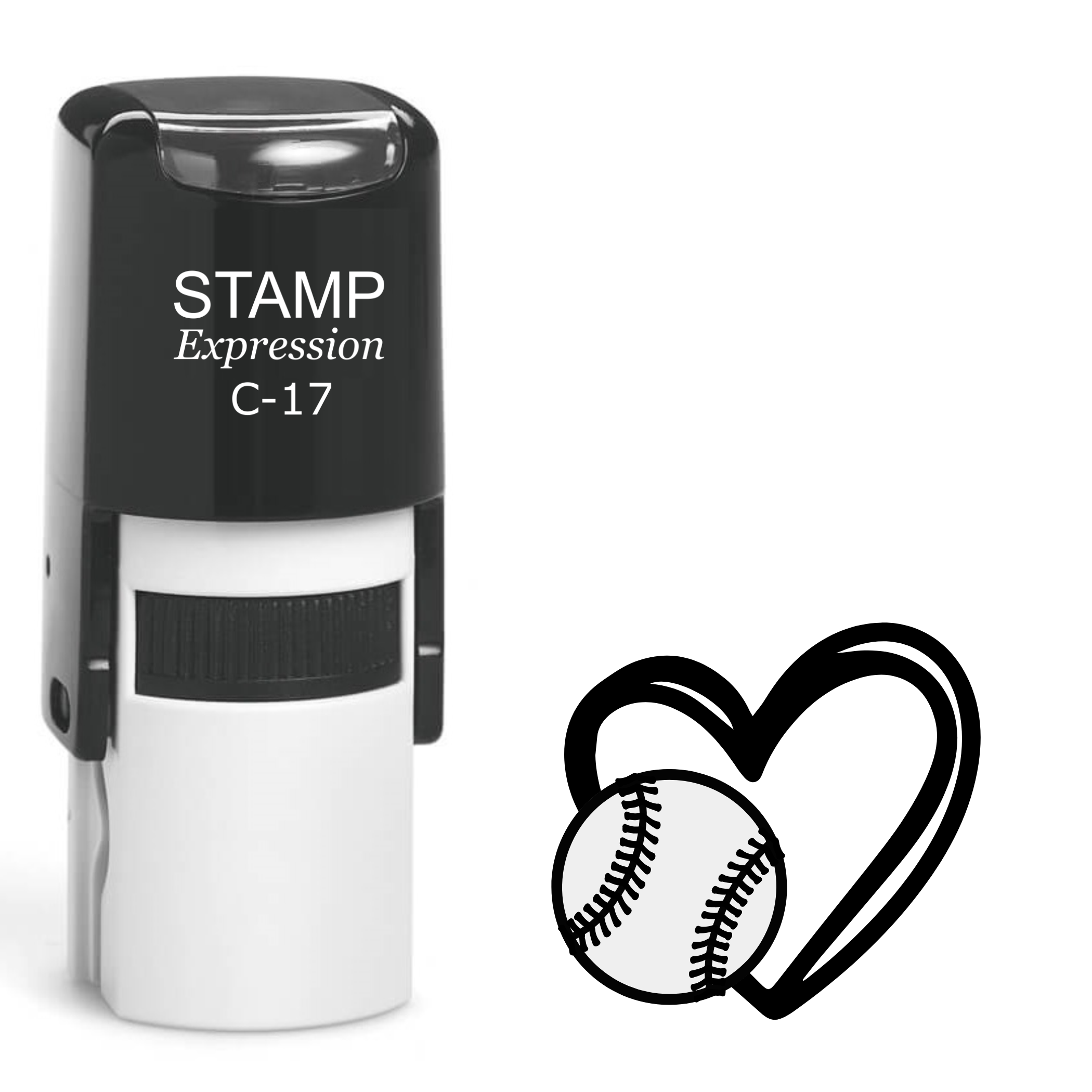 Double heart with baseball sports Self Inking Rubber Stamp (SH-62964)