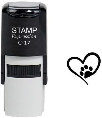 Dog Paw Heart Love Self Inking Rubber Stamp (SH-6297)