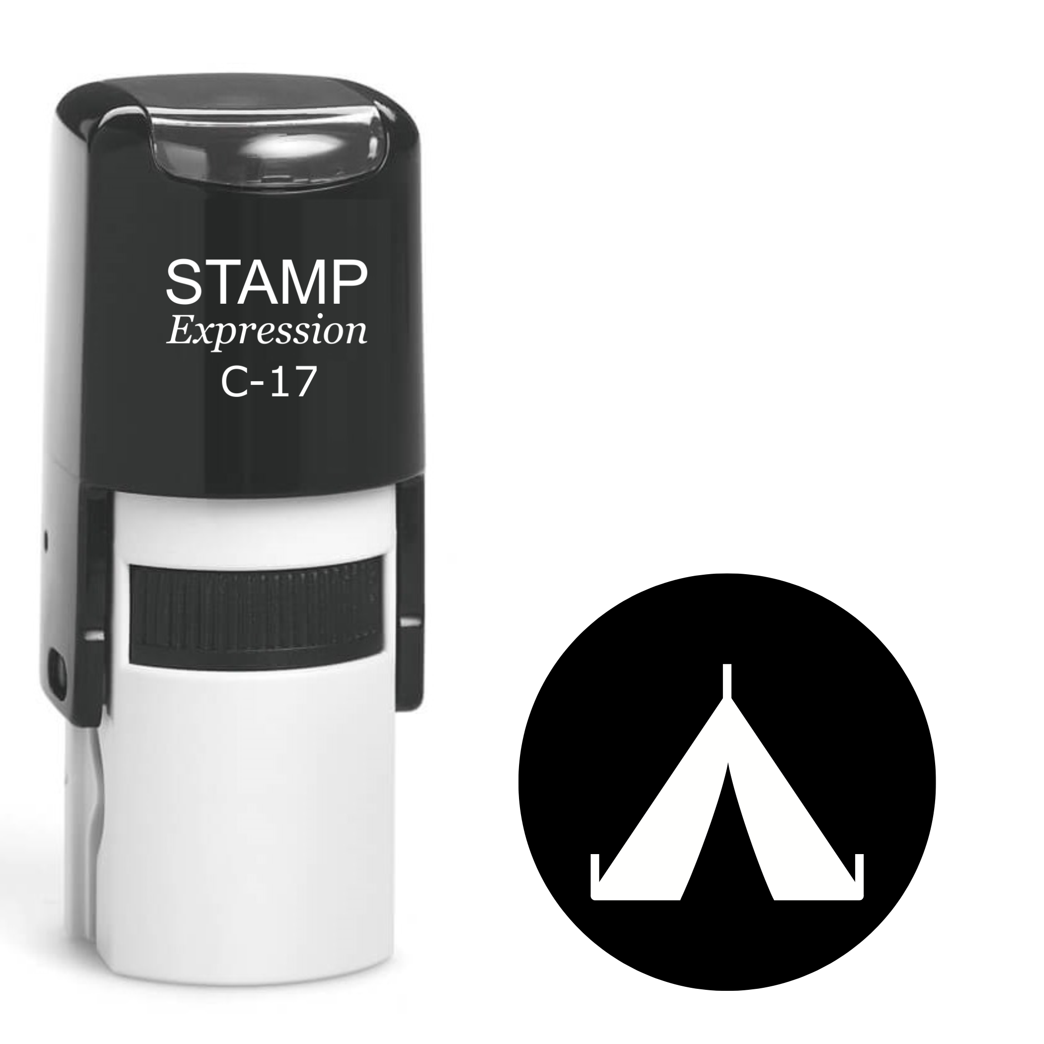 Tent in a circle camping Self Inking Rubber Stamp (SH-62976)