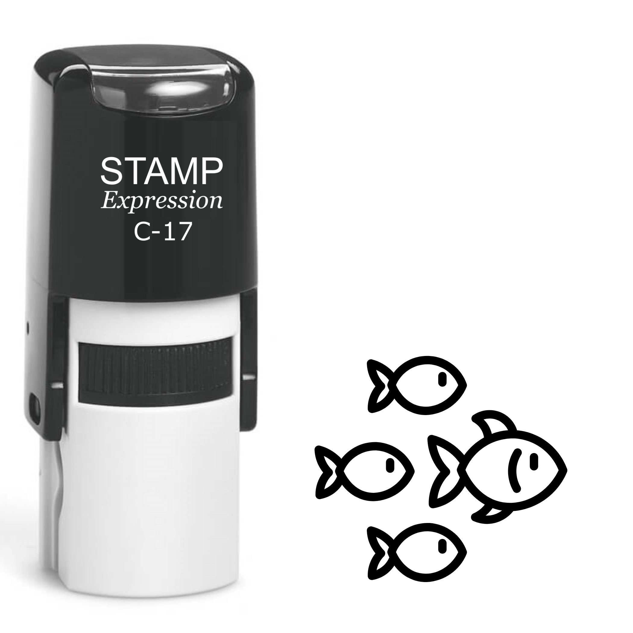 School of fish outline Self Inking Rubber Stamp (SH-62982)