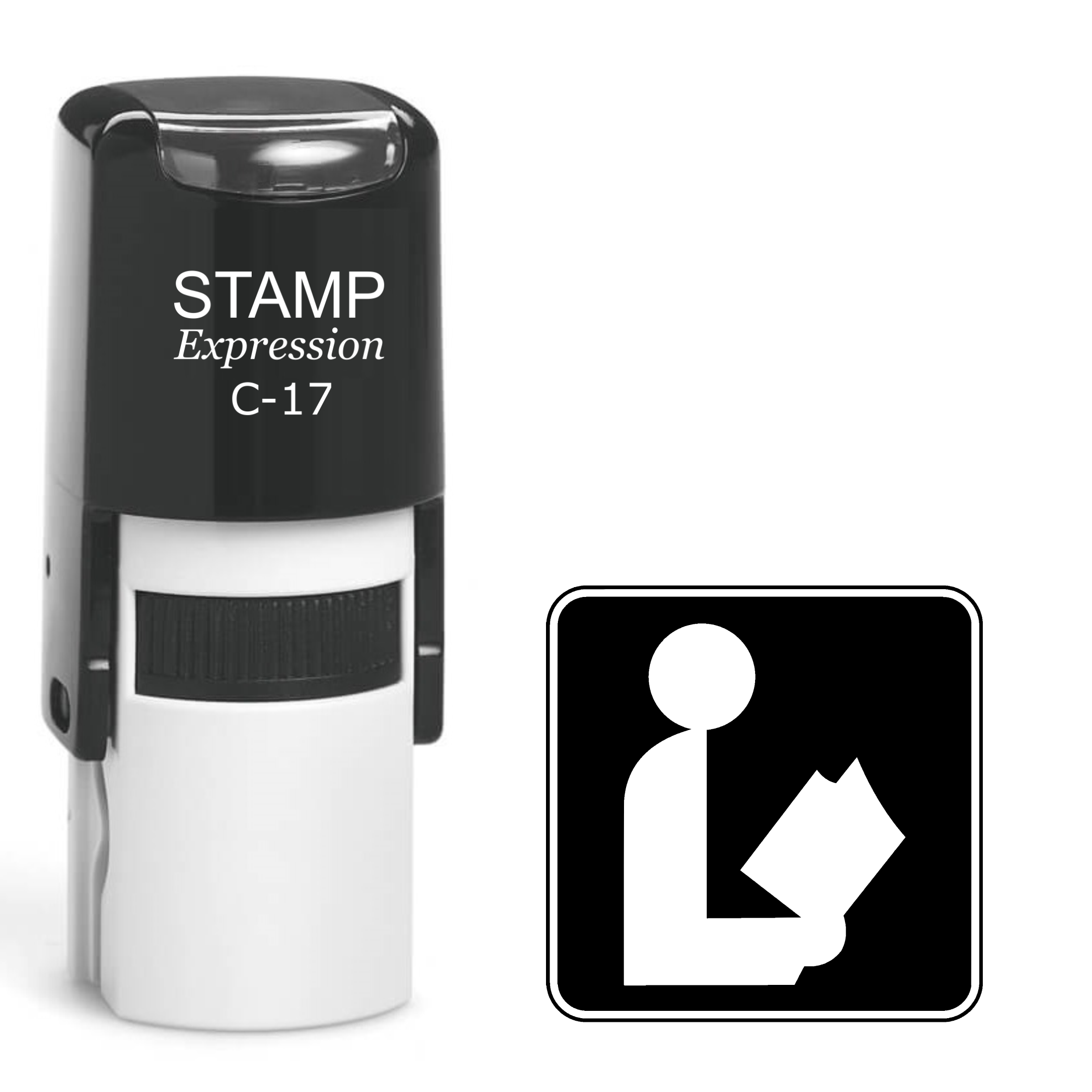 Square reading person sign Self Inking Rubber Stamp (SH-62990)