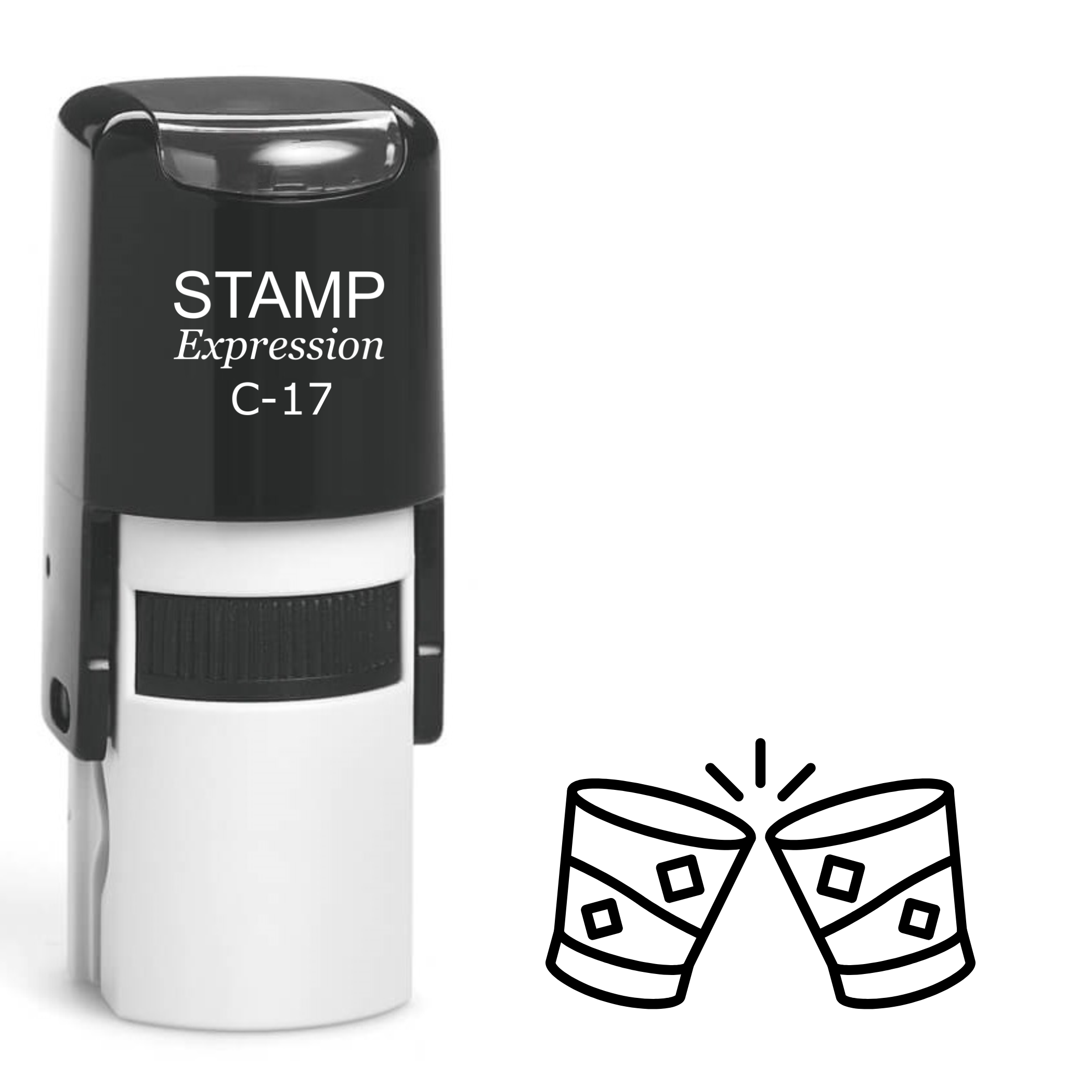 Clinking shot glasses outline Self Inking Rubber Stamp (SH-63008)