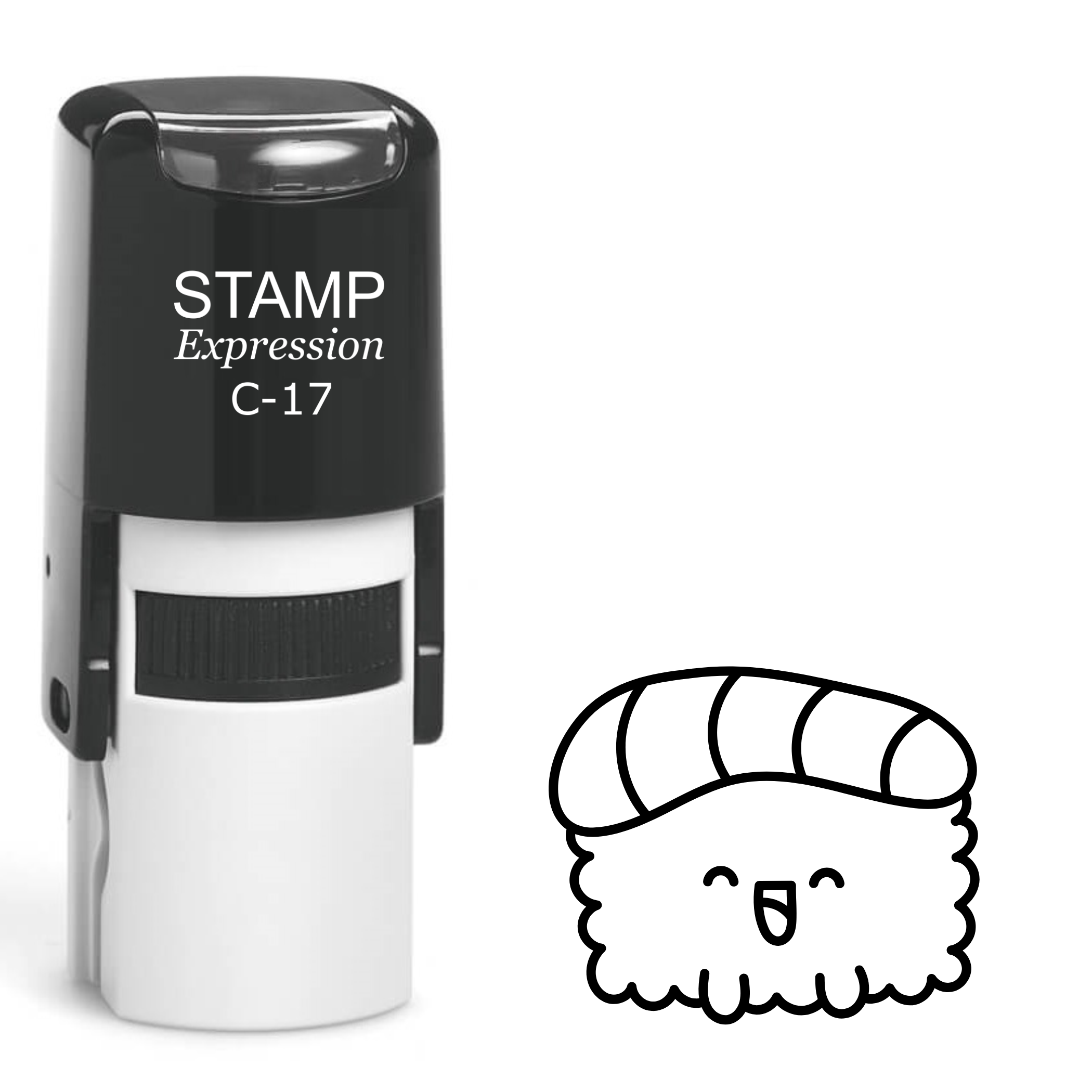 Kawaii laughing shrimp sushi Self Inking Rubber Stamp (SH-63018)